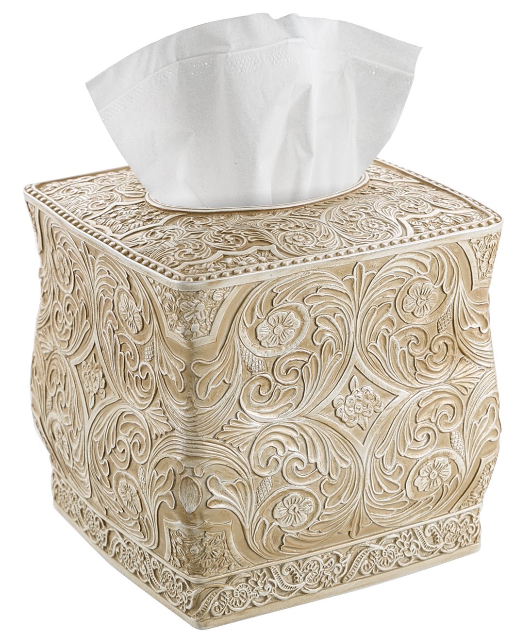 Creative Scents Square Tissue Box Cover - Decorative Bathroom Tissue Holder Is Finished In Beautiful Victoria Collection For Cut