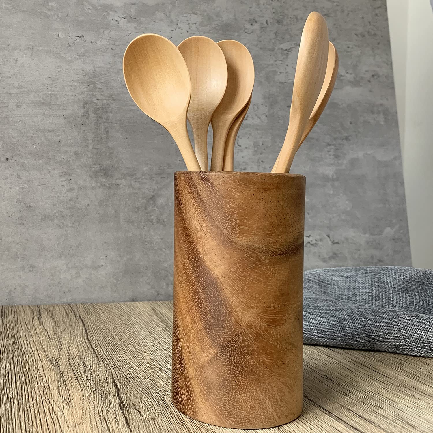 Wooden Spoons For Eating, Adloryea 9 Inch Small Wooden Soup Spoon Mixing Stirring Tasting, 6-Piece Wood Spoons For Soup And Kore