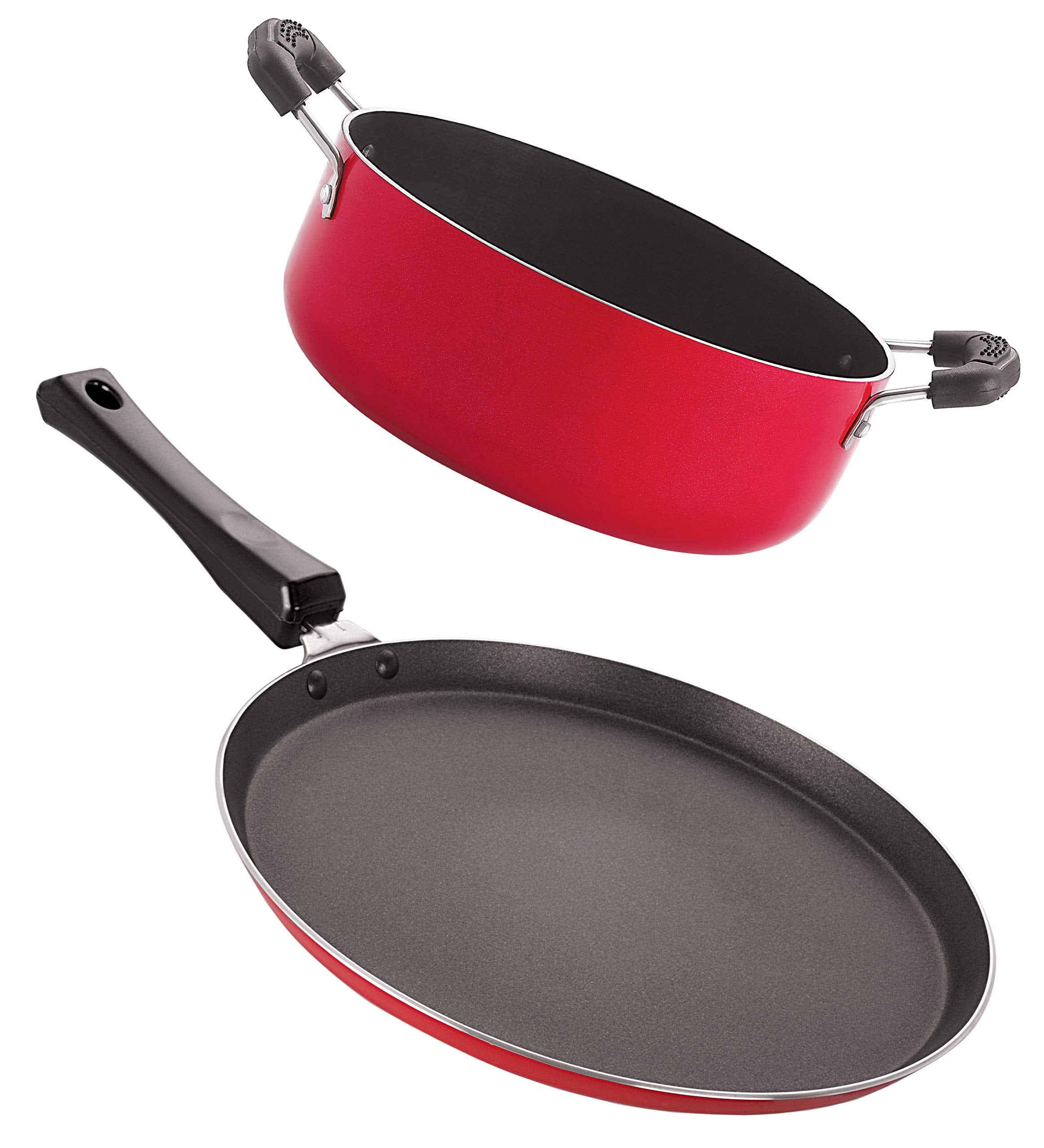 Nirlon NonStick Aluminium Gas Compatible Tawa And Casserole Cookware Set