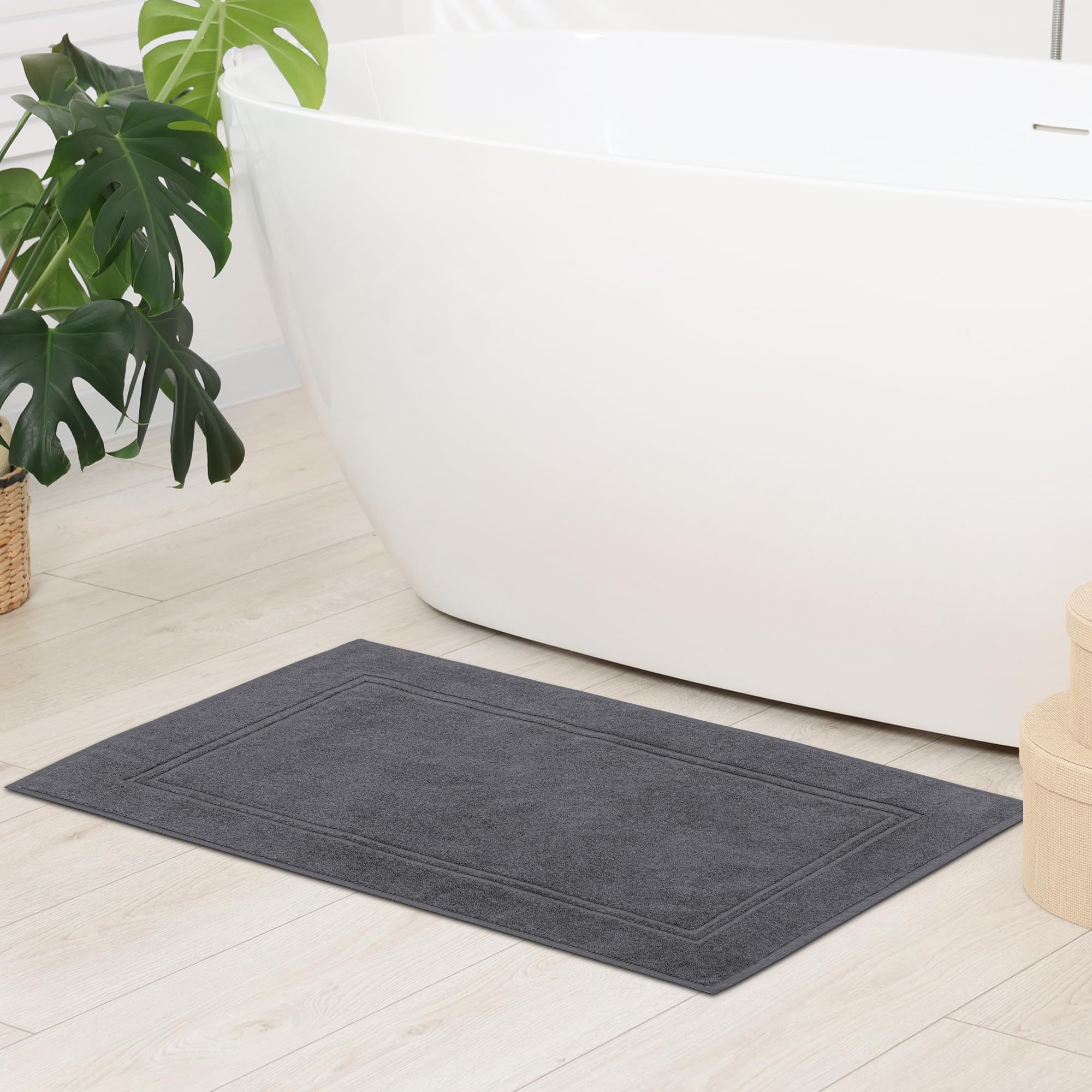 Tens Towels 100% Cotton Bath Mats 20 x 32 Inches  (Not a Bathroom Rug)  Super Absorbent  Hotel Quality Premium Floor Towels  Luxurious Soft & Quick Dry (Pack of 2  Dark Grey)