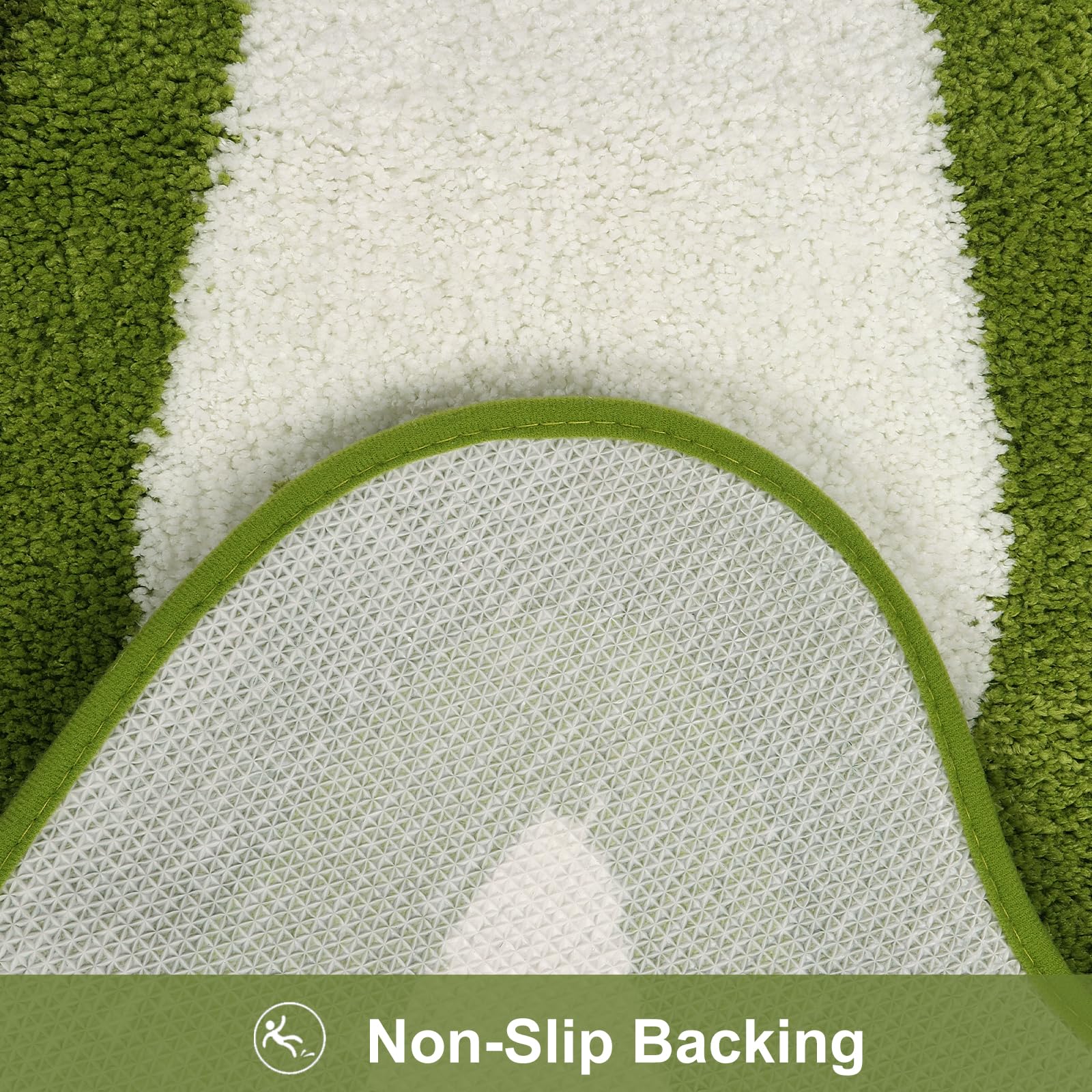 Haocoo Bathroom Rugs Runner 18X47 Inch, Non Slip Soft Green Rug Irregular Shape Bathroom Mats, Washable Absorbent Long Bathroom