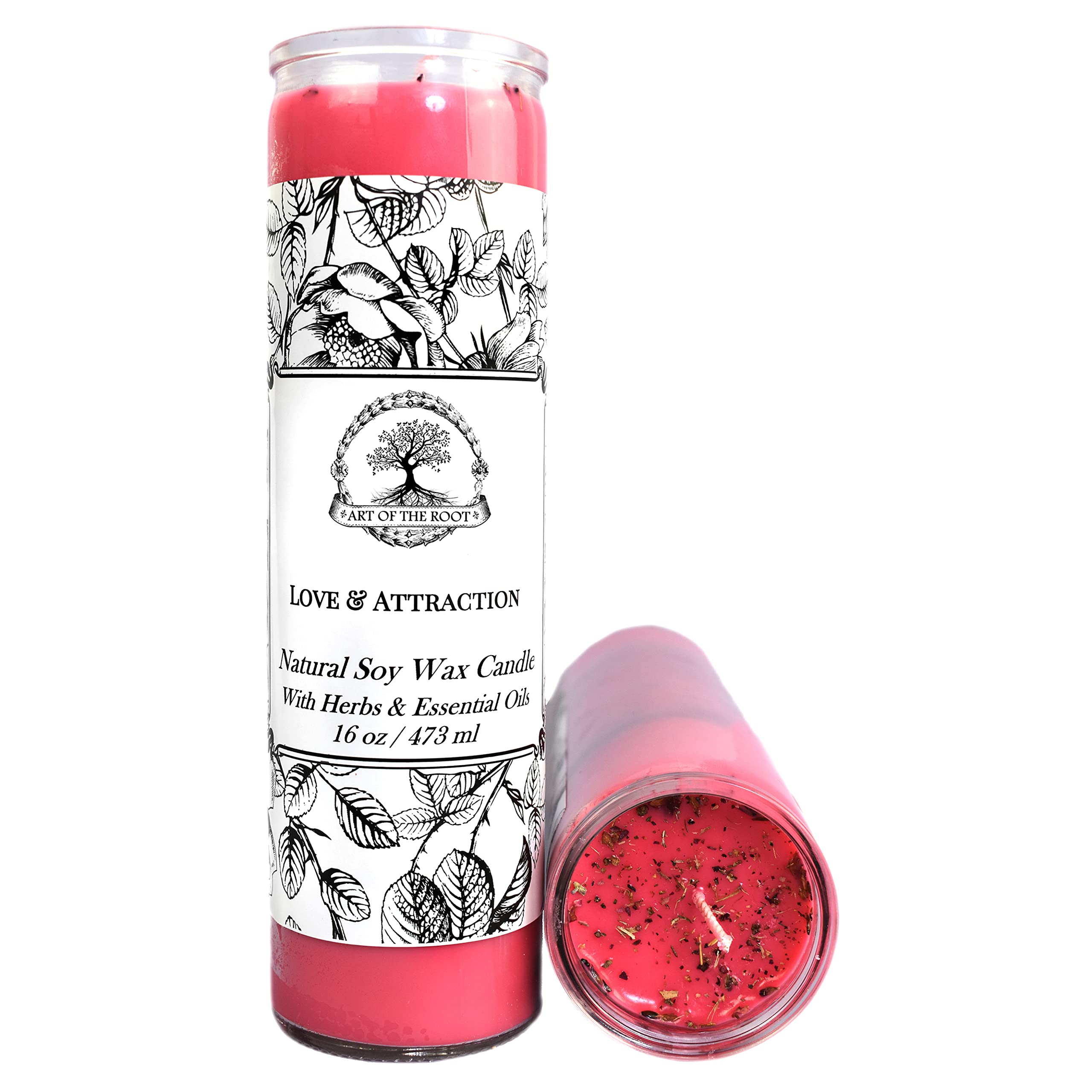 Love & Attraction 7 Day Soy Spell Candle by Art of the Root | Handmade, Natural Soy Wax | Wiccan, Pagan, Conjure & Magick | Rela