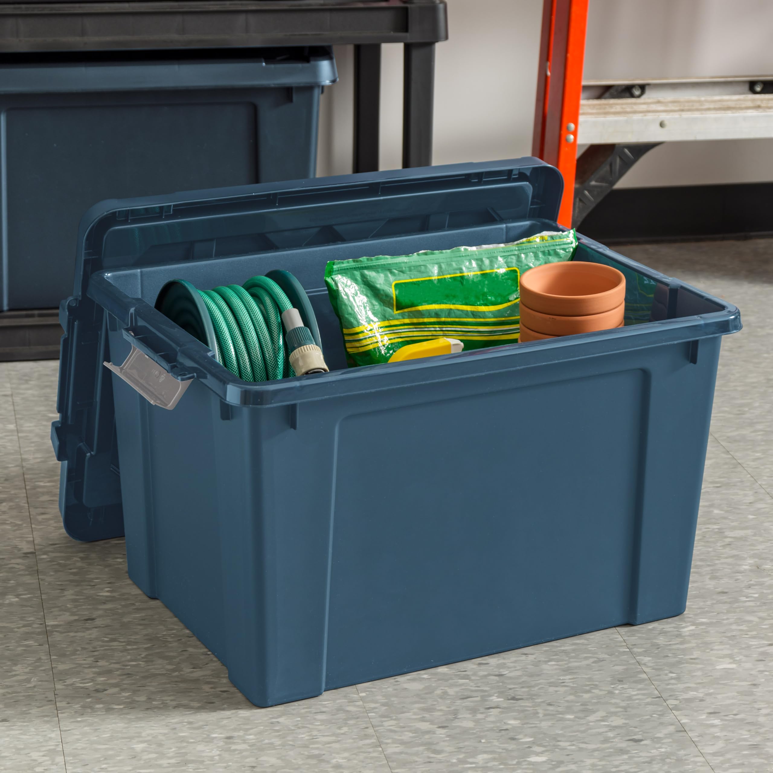 Iris Usa 20 Gallon Eco-Friendly Lockable Storage Bins With Lids, 4 Pack - Made In Usa, Heavy Duty, Stackable Containers, Garage