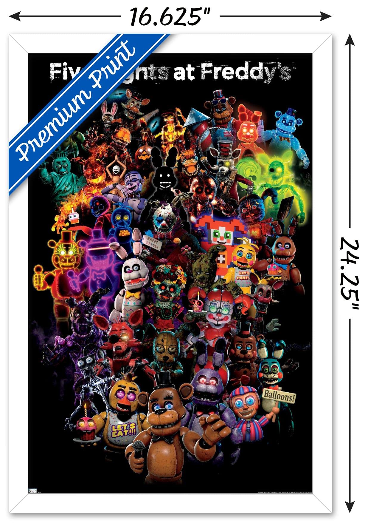 Trends International Five Nights At Freddy'S: Special Delivery - Collage Wall Poster, 14.72'' X 22.37'', White Framed Version