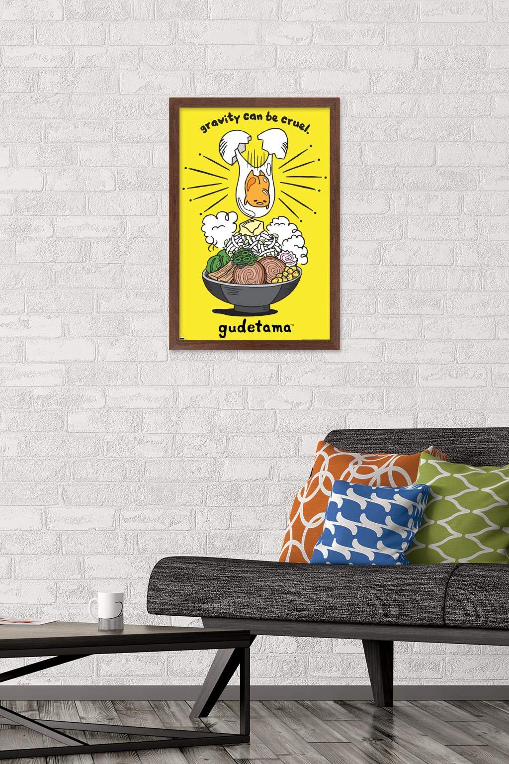 Trends International Gudetama - Gravity Wall Poster, 14.725'' X 22.375'', Mahogany Framed Version