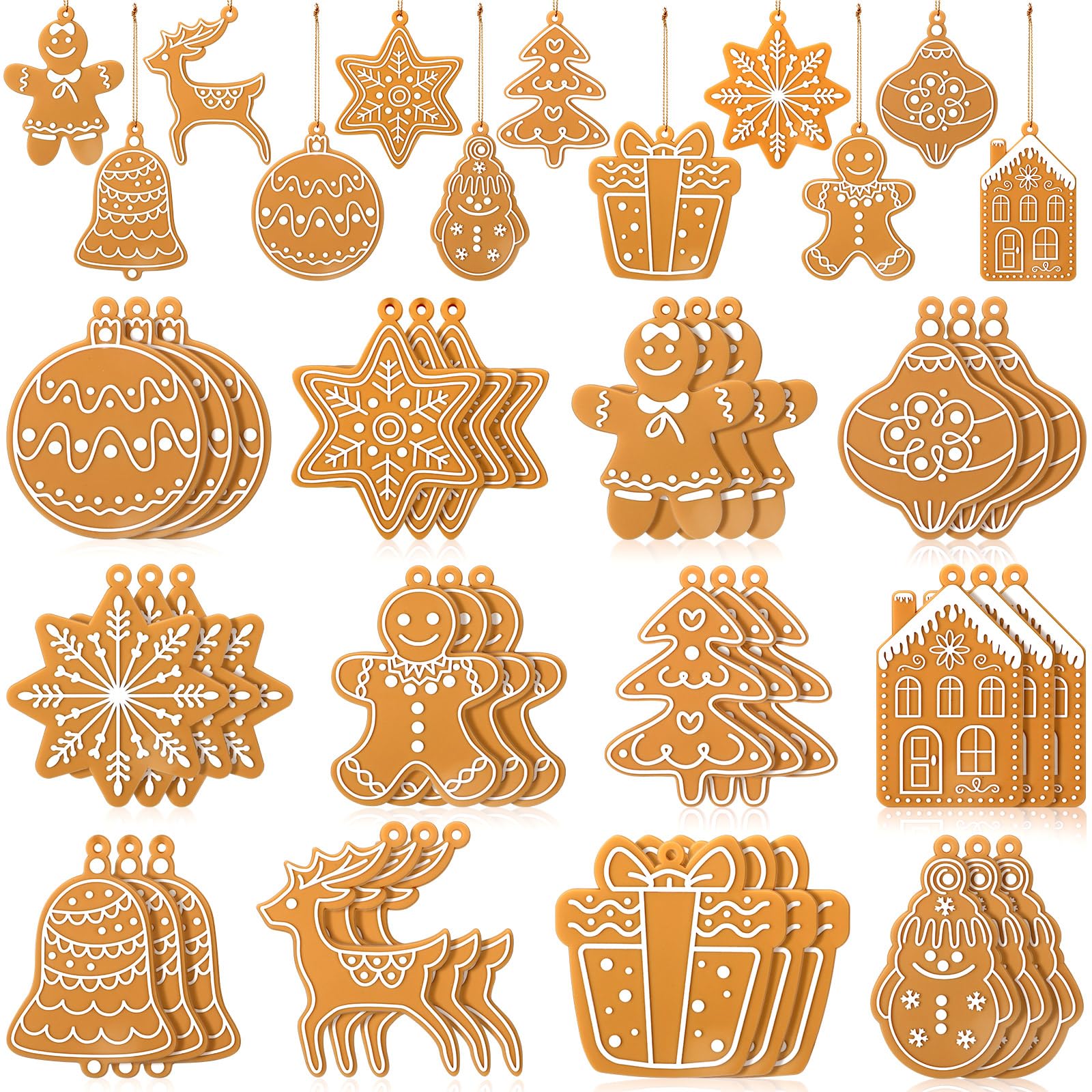 Yookeer 36 Pcs Christmas Tree Ornaments Gingerbread Theme Christmas Hanging Decorations Silicone Winter Hanging Decorations Larg