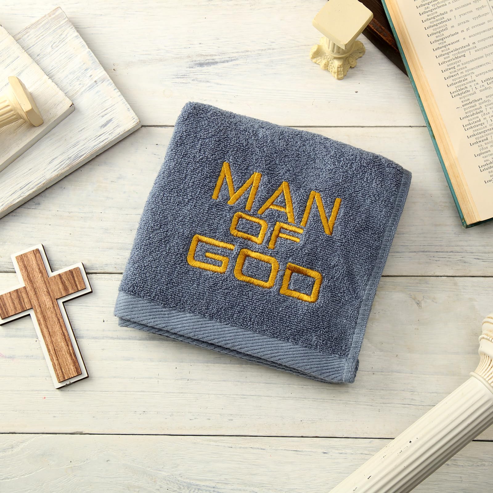 Buryeah 2 Pcs Pastor Hand Towels Christian Embroidered Towels Appreciation Gifts for Christian Church Clergy Father s Gifts(Blue
