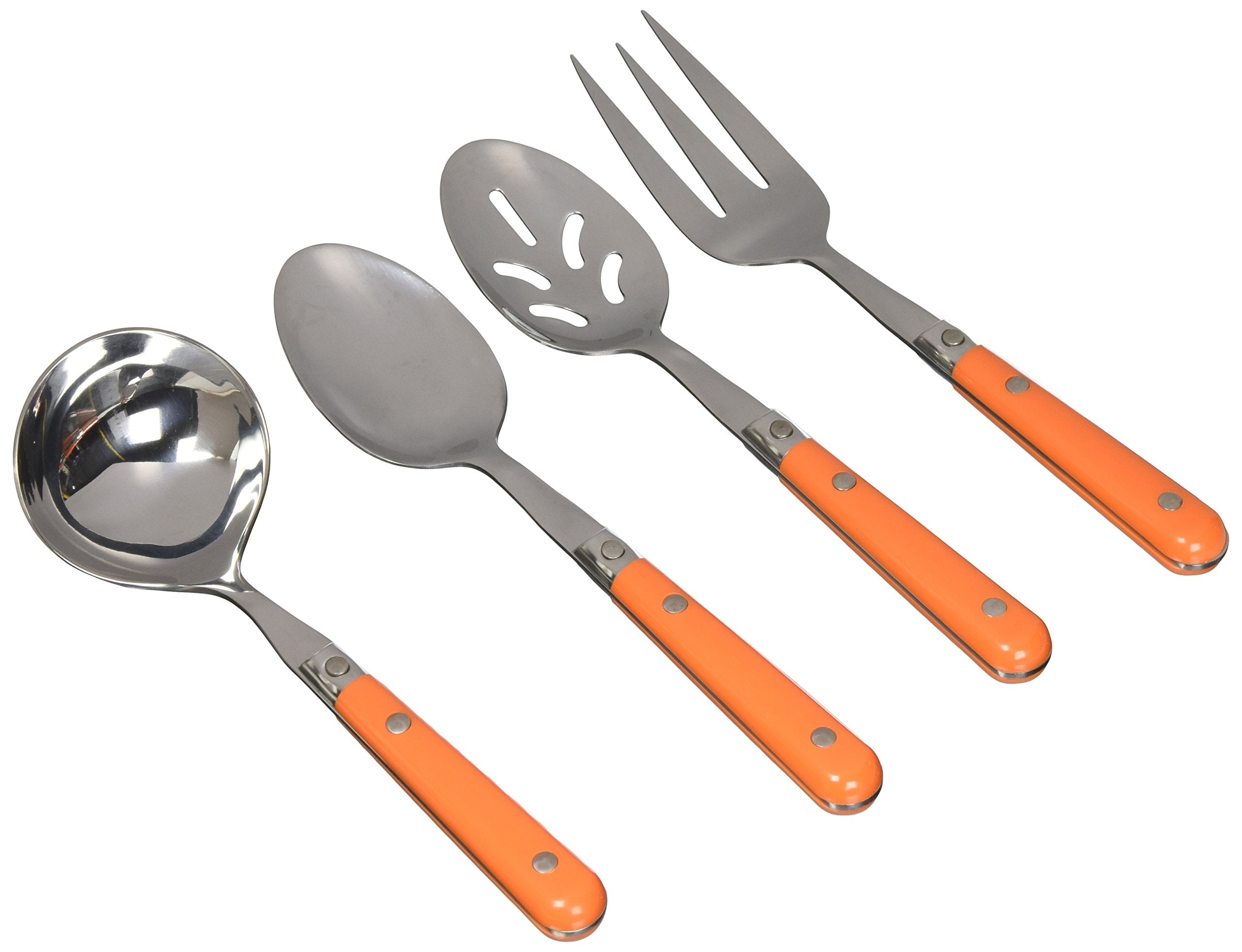 Ginkgo International Le Prix 4-Piece Stainless Steel Hostess Serving Set, Persimmon
