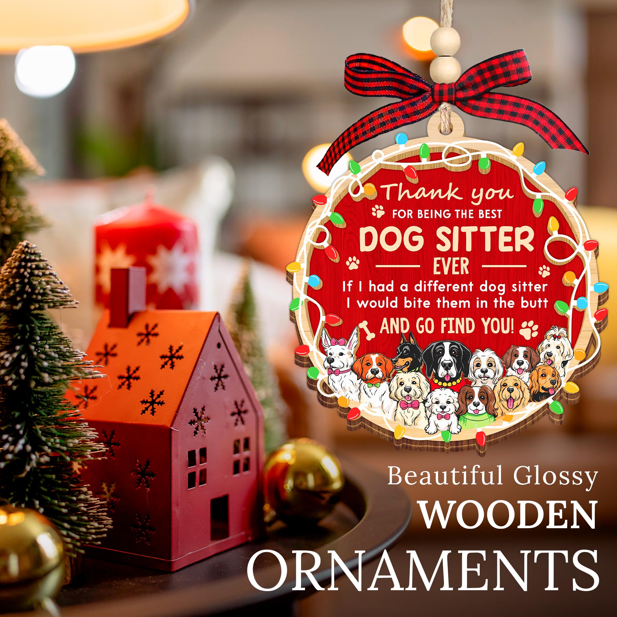 HEXMOZ Dog Sitter Gifts for Women, Men - Dog Sitter Ornament - Petsitter Thank You Gift for Christmas, Appreciation Present Gift