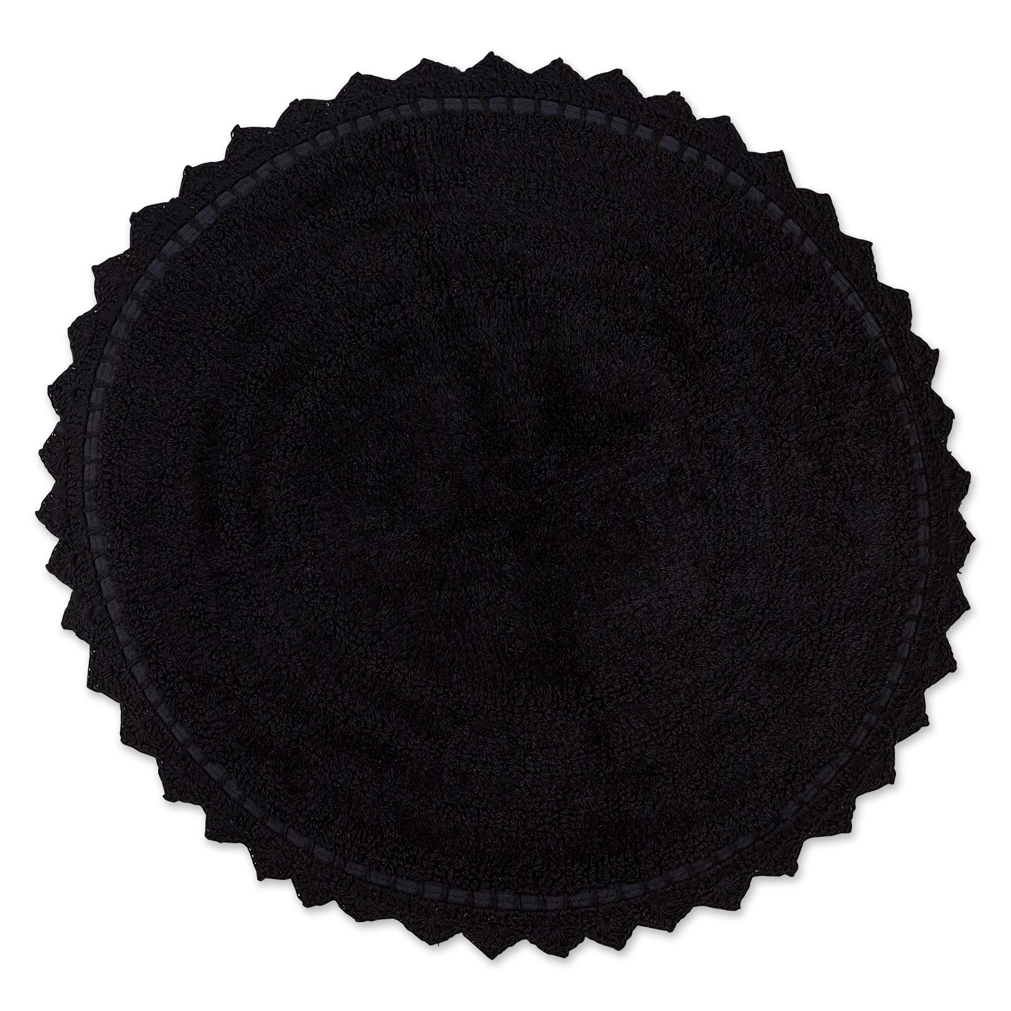 Dii Crochet Collection Reversible Bath Mat, Round, 27.5'' Diameter, Black
