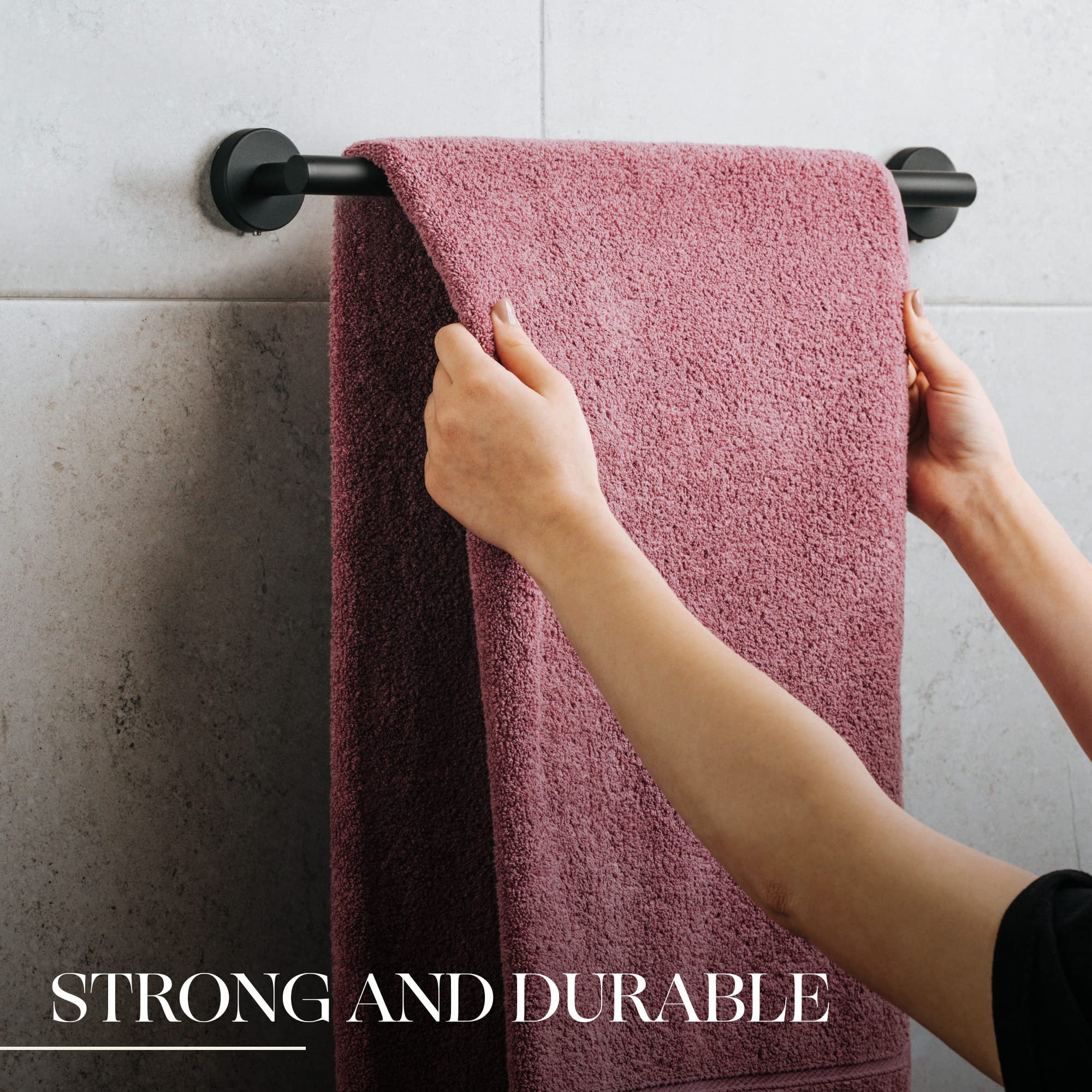 Marmolux Acc 14 Inches Hand Towel Holder Matte Black - Bathroom Hardware Black Towel Bar - Towel Rack Towel Hanger - Stainless Steel Wall Mount Bathroom Accessories