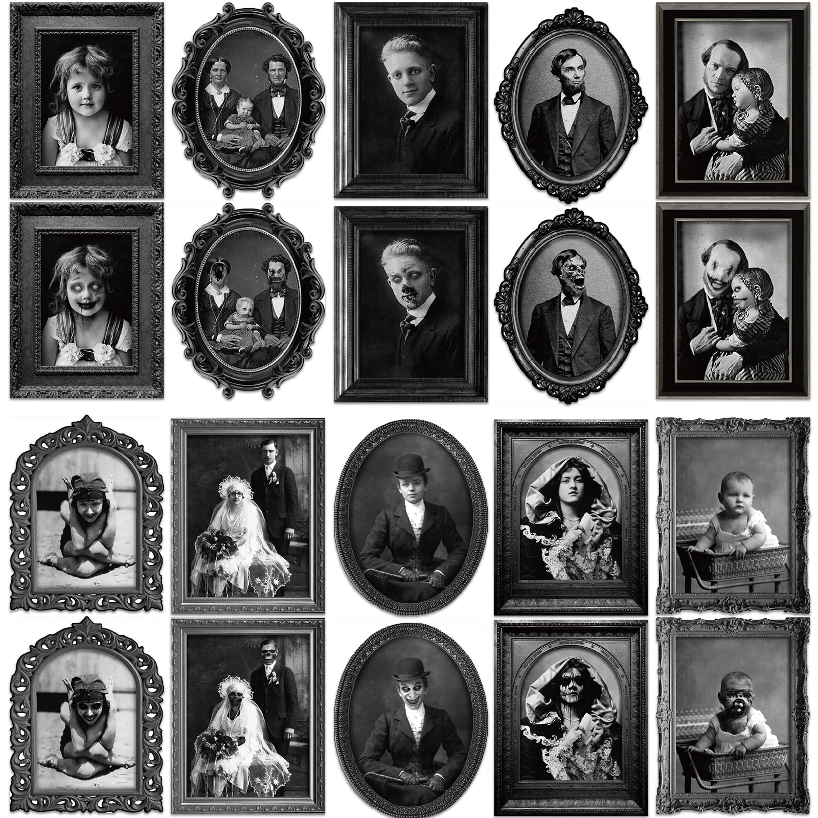10 Pcs Halloween 3D Changing Face Moving Picture Gothic Mansion Portrait Moving Horror Scary Pictures Halloween Portraits Poster