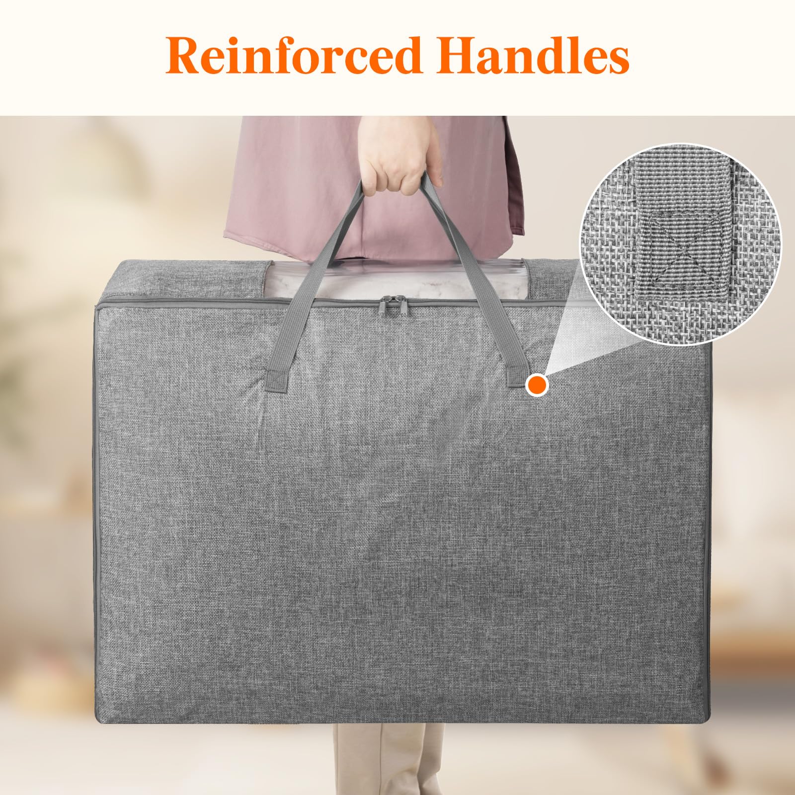 Lifewit 105L Comforter Storage Bag, 3 Pack Folable Storage Bins with Lids for Quilt, Duvet, Extra Large Bedding Storage Bags wit