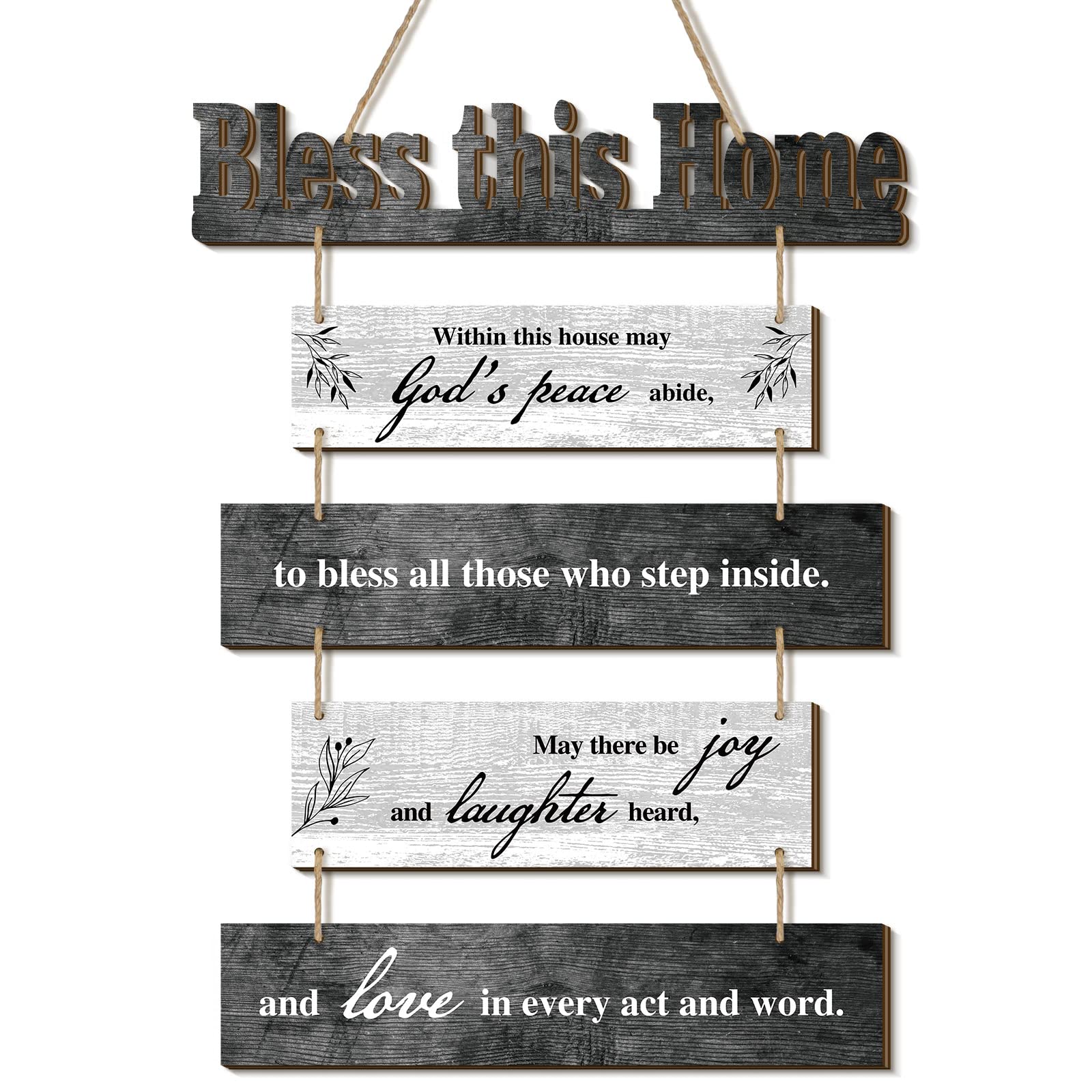 Xuhal Bless This Home Wall Decor Religious House Warming Gift Farmhouse Wooden God Bless Sign Wood Rustic Blessing Plaque for Be