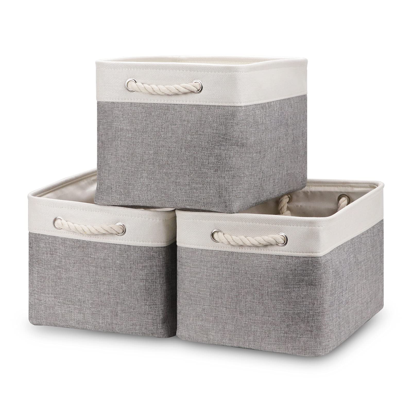 Bidtakay Baskets Set Of 3 Storage Baskets For Organizing Large Fabric Storage Bins For Shelves Decorative Canvas Bins Collapsibl