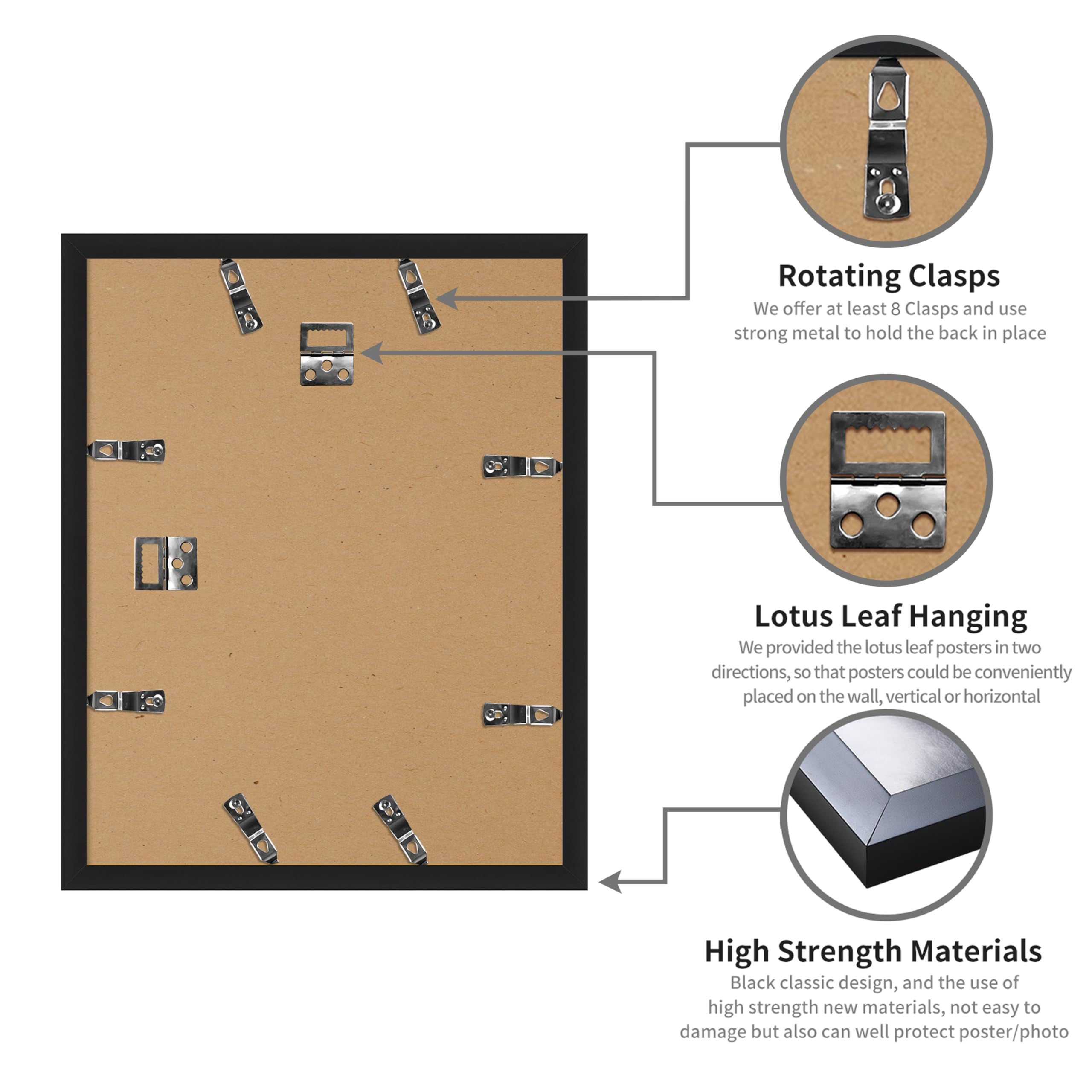 DOAI ART 11x14 Certificate Frame,11 by 14 Picture Photo Diploma Document Degree Frames for Wall and Tabletop, Black