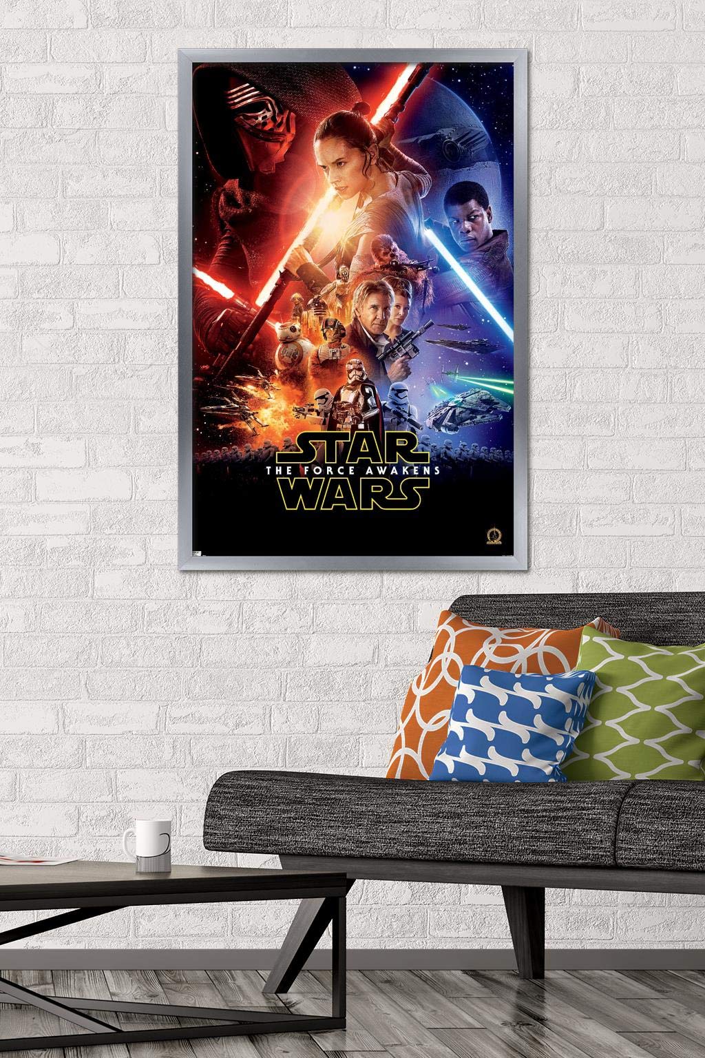 Trends International 24X36 Star Wars: The Force Awakens - One Sheet Wall Poster, 24'' X 36'', Silver Framed Version