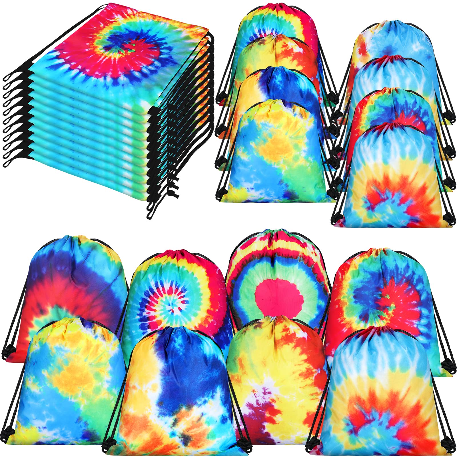 Lothee 30 Pack Drawstring Bags Party Favors for Kids Polyester Party Gift Bags Goody Backpack for Girls Boys Birthday Supplies(T