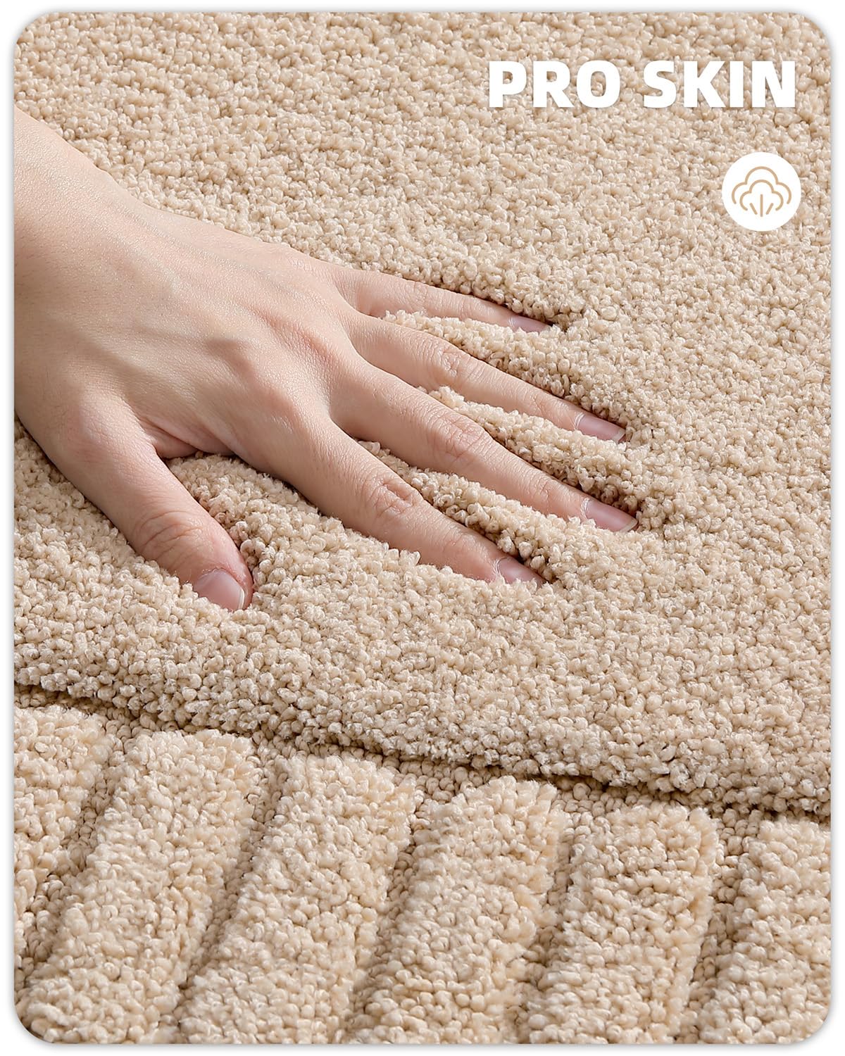 Color&Geometry Long Beige Bathroom Runner Rug- 24''X43'' Absorbent Bath Rugs Non Slip Washable, Soft Bath Mats For Bathroom Floo