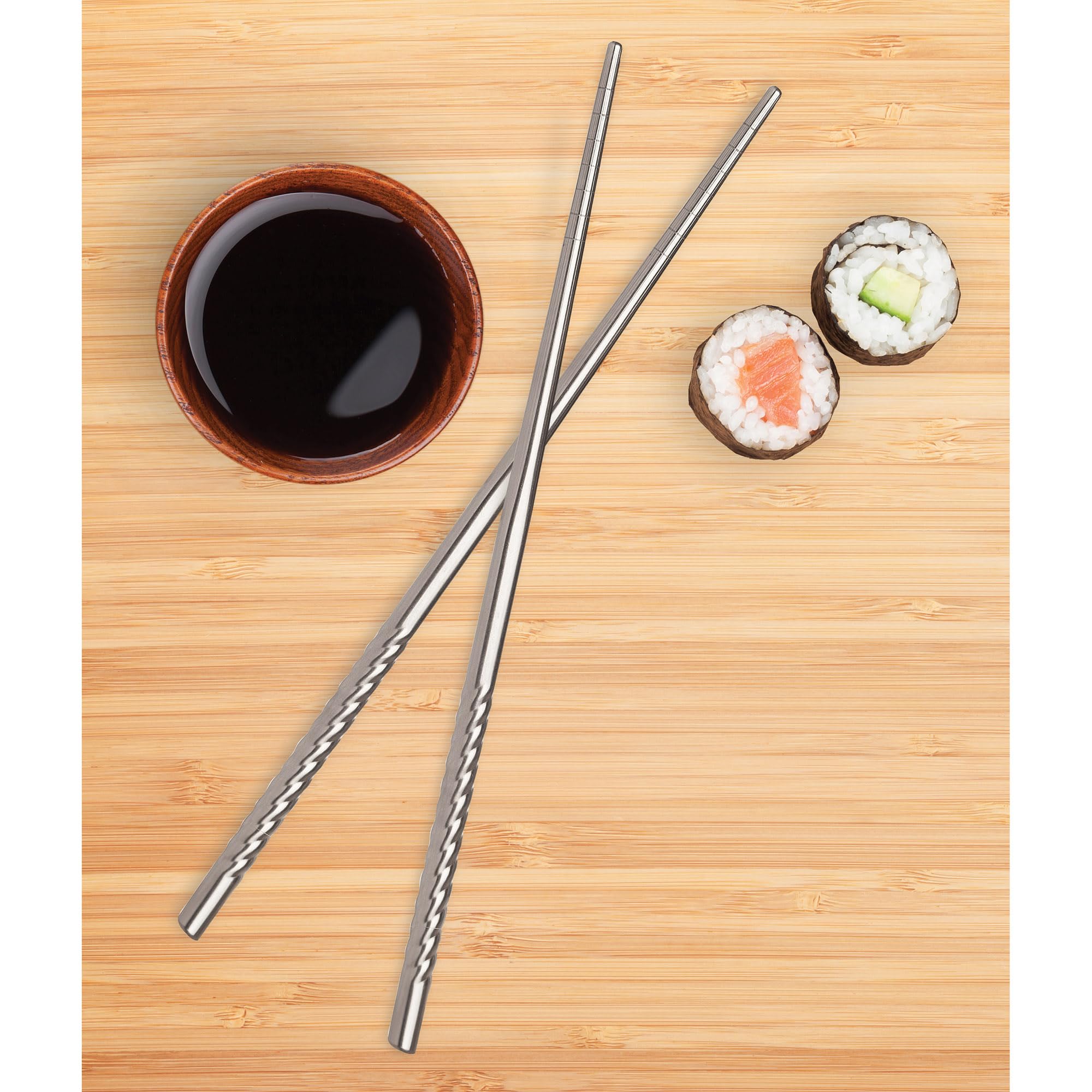 Helen?s Asian Kitchen Chopsticks  9-Inches  5-Pair  Stainless Steel