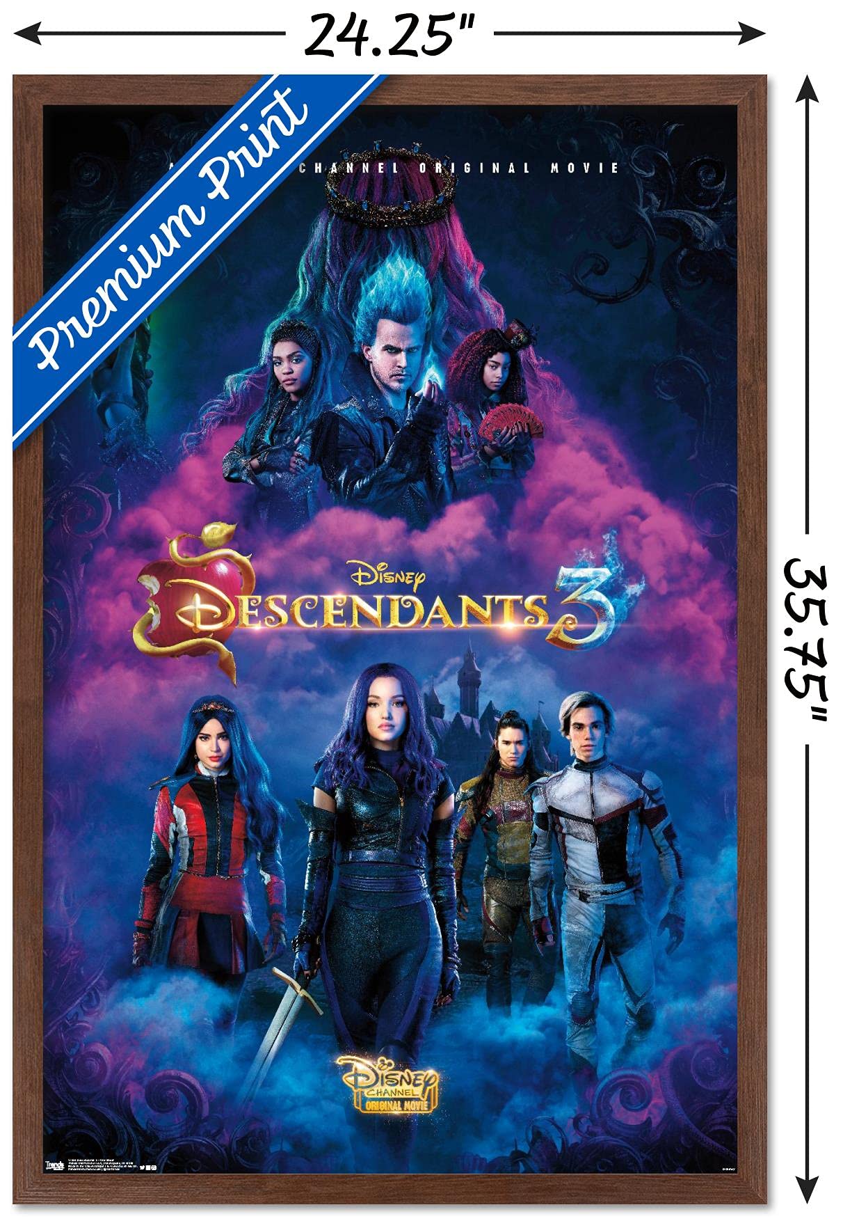 Trends International Disney Descendants 3 - One Sheet Wall Poster, 22.375'' X 34'', Mahogany Framed Version