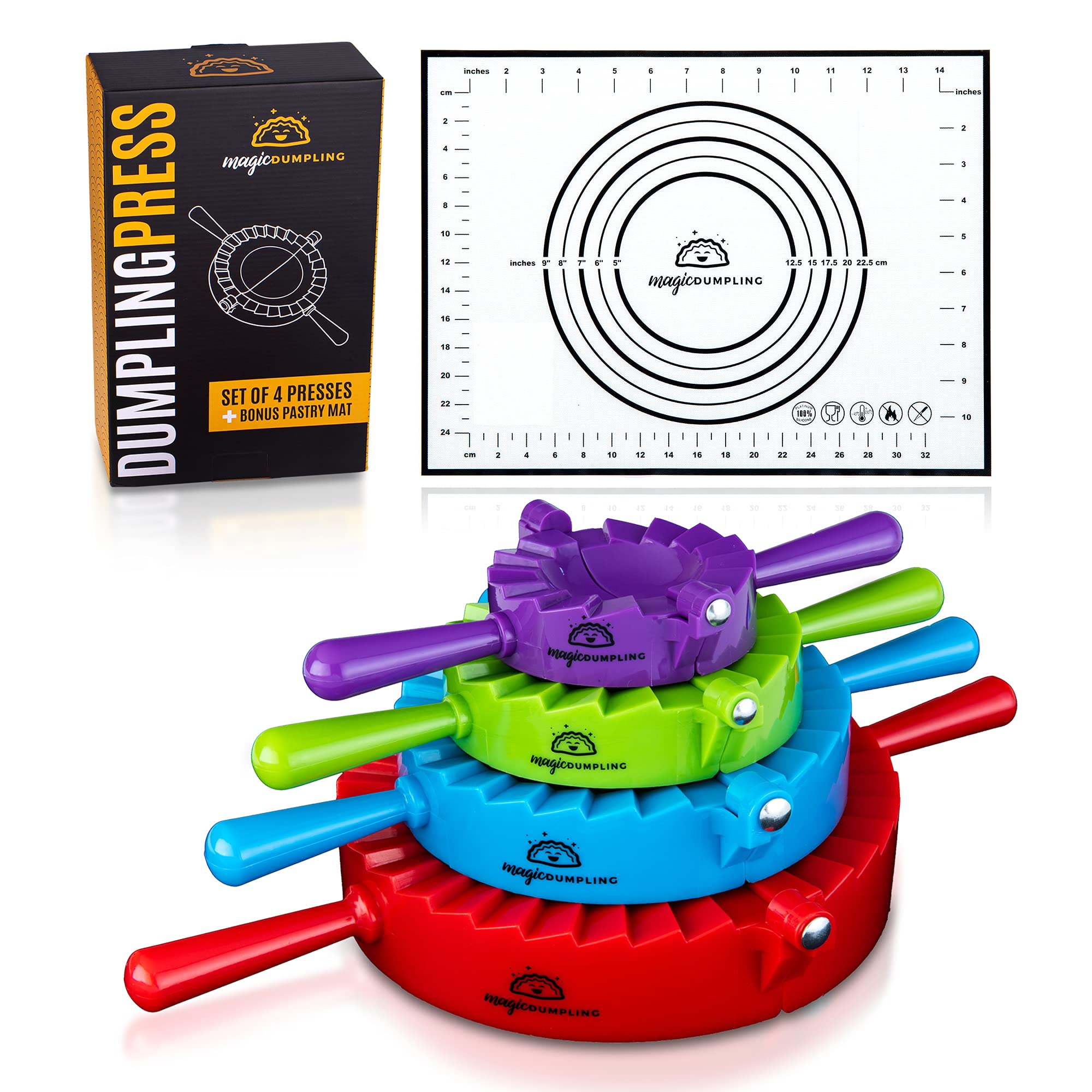 Magic Dumpling Maker Kit, Set Of 4 - Mold Ravioli, Empanadas, Momos, Gyozas, Pot Stickers, Jamaican Beef Patties, Pierogi And Ca