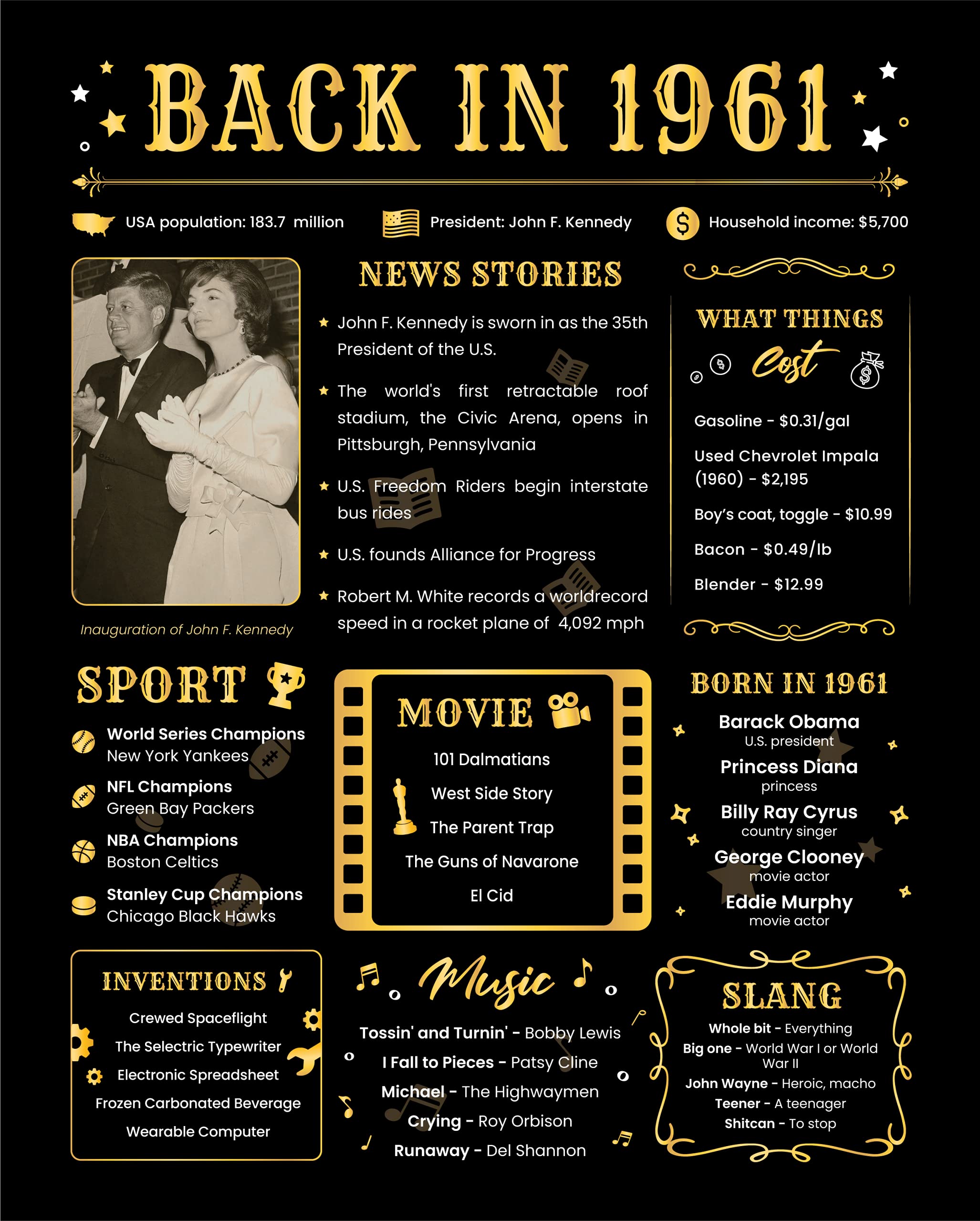 Back In 1961 Birthday Card - 63Rd Birthday Gift For Women Or Men - 63Rd Birthday Decoration For Her Or Him - Funny Table Centerp