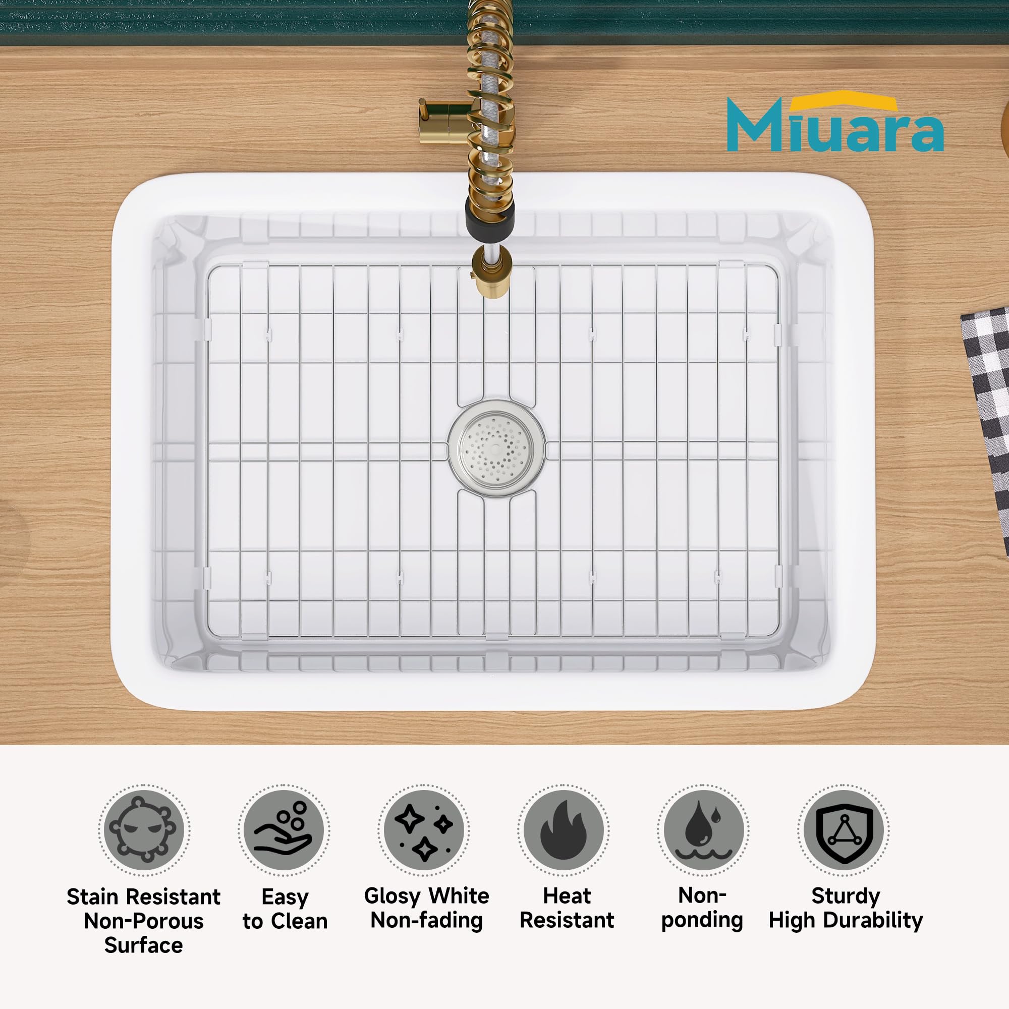 Miuara White Undermount Kitchen Sink 27 Inch - Kitchen Sink Drop In 27''X19'', 9'' Deep Dual Mount Drop In Kitchen Sink, Topmoun