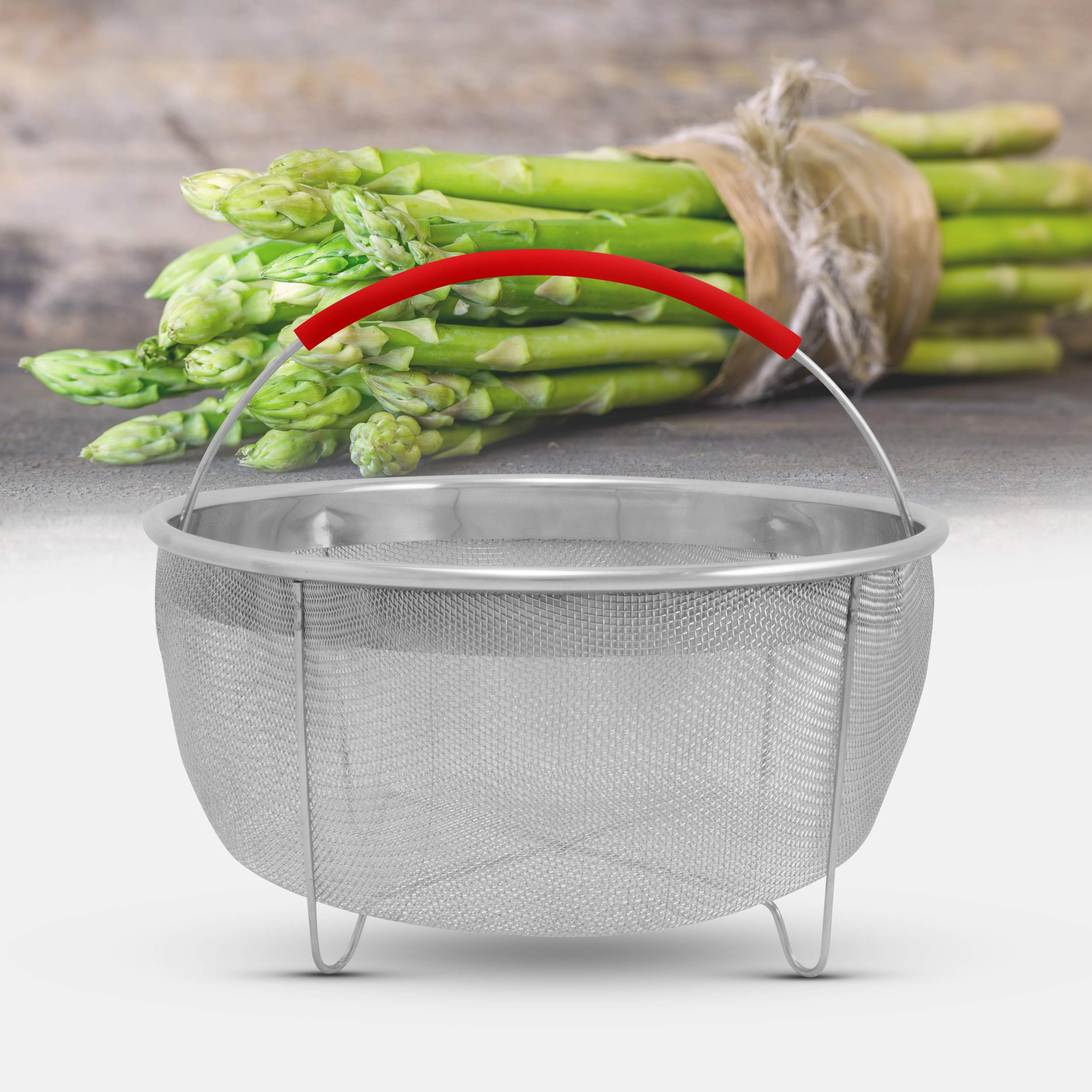 Excelsteel 3.75 Qt, Rinse Drain Sift Sieve Kitchenware Perfect For Pressure Cookers Strainer Basket Insert, 8.25'', Red