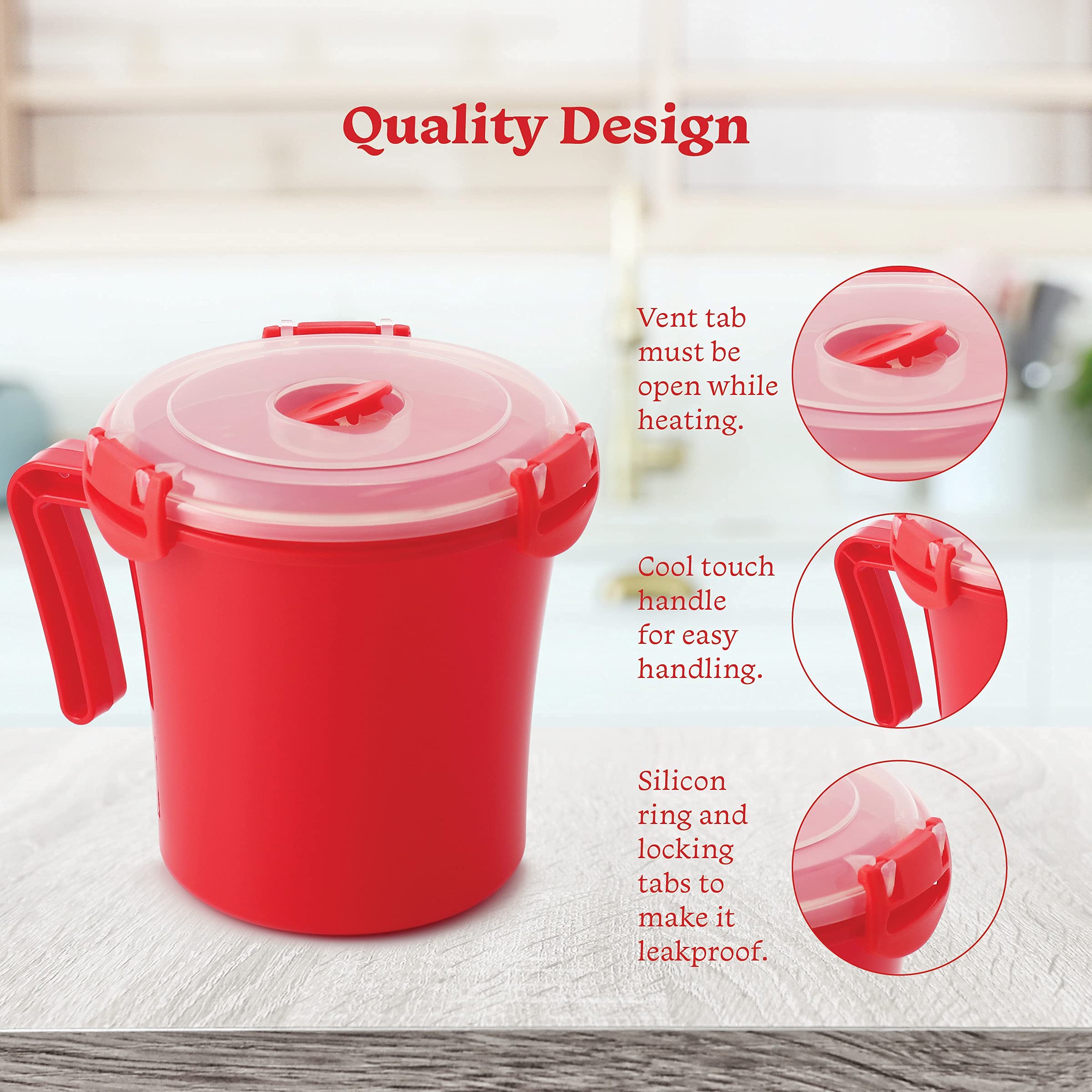 Tafura Microwave Soup Mug With Lid And Handle. [Pack Of 2] Microwavable Oatmeal Cereal Cup With Cover. Christmas Mug With Lid. S