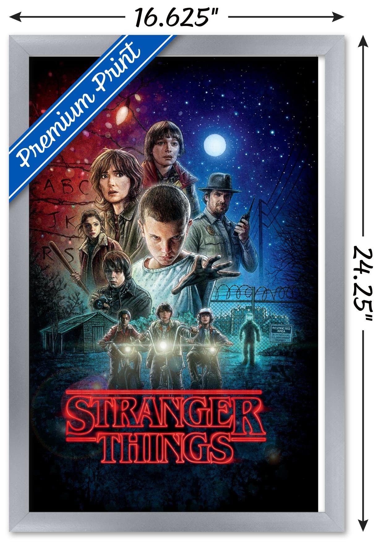 Trends International Netflix Stranger Things - One Sheet Wall Poster, 14.725'' X 22.375'', Silver Framed Version
