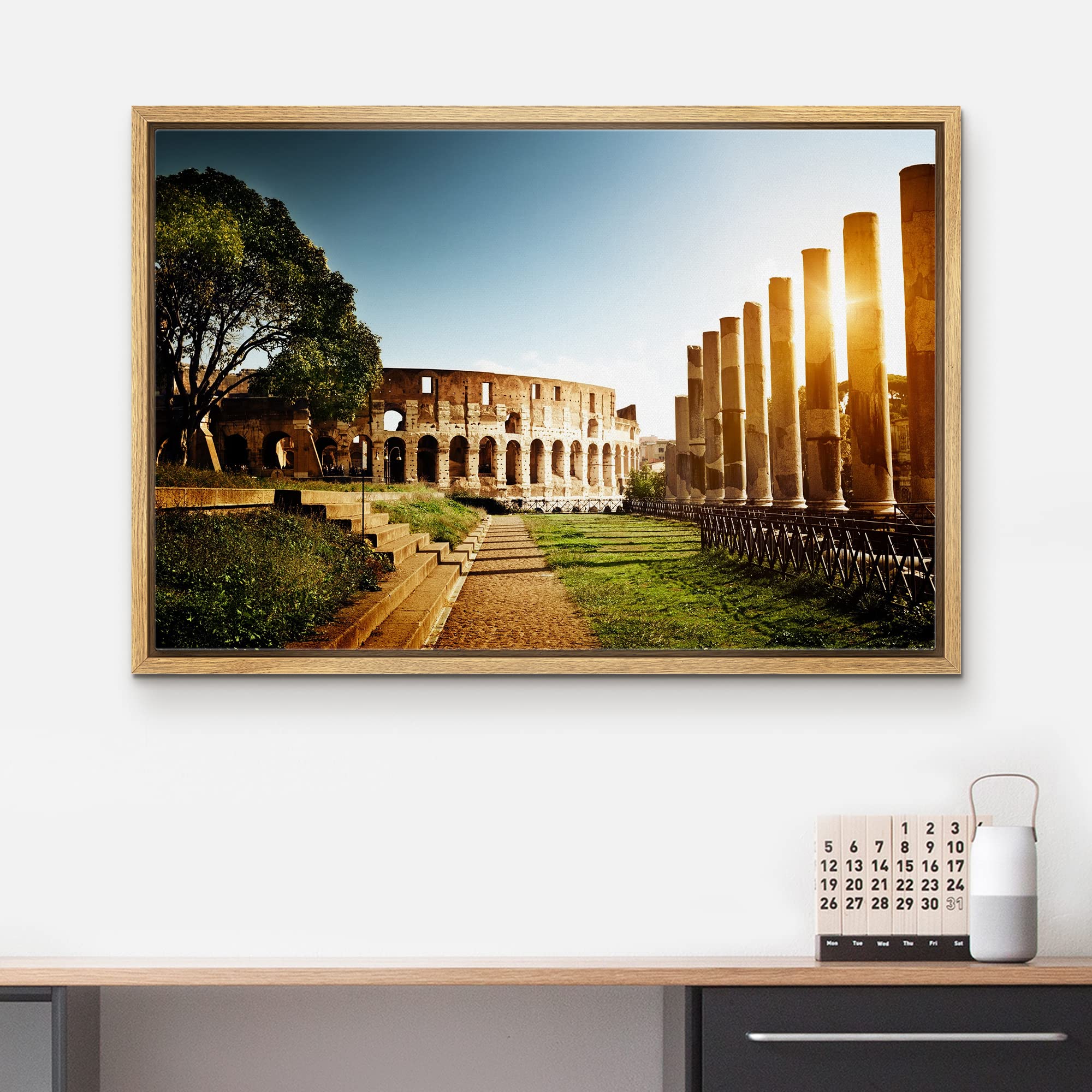 Wall26 Framed Canvas Prints Wall Art - Colosseum In Rome, Italy - 16''X24'' Natural