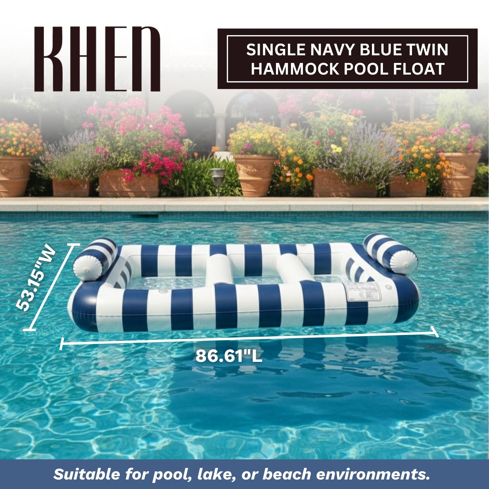 Navy Blue Twin Hammock Pool Float