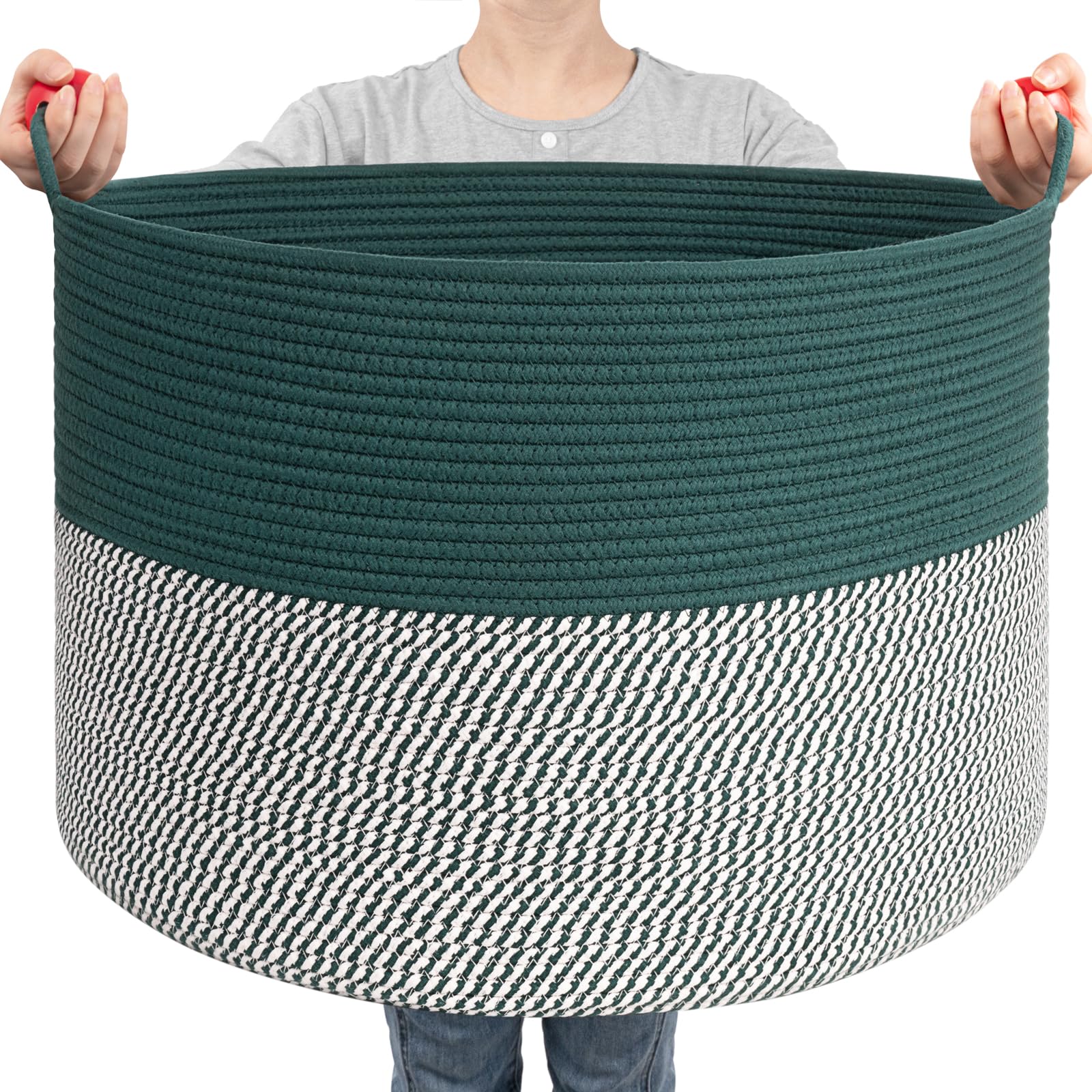 Goodpick Large Storage Basket 22'' X 14'', Woven Basket For Blanket Living Room, Laundry Basket Organizer For Clothes, Toys,Chri