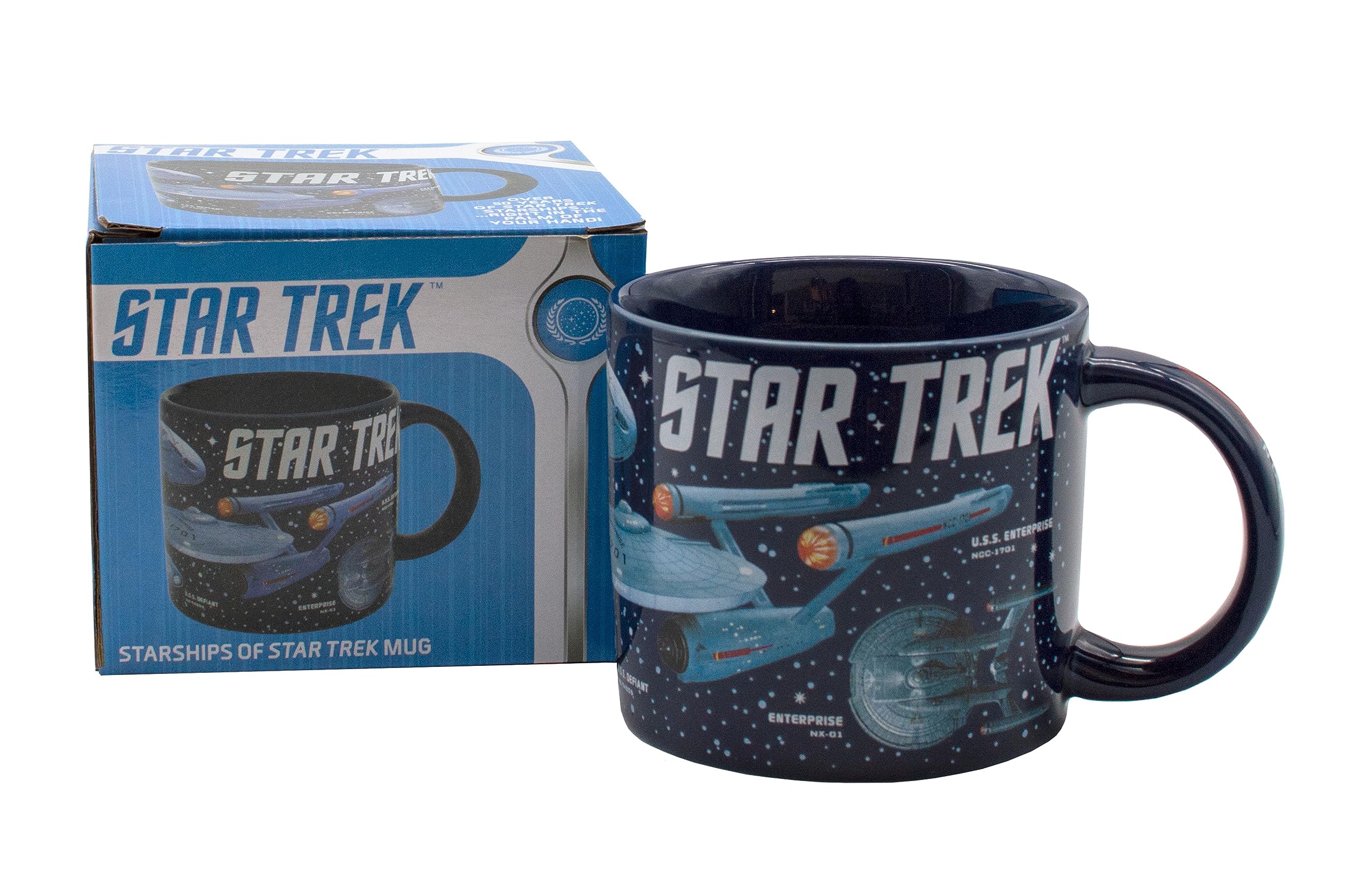 Star Trek - Starships of Star Trek Coffee Mug - Different Star Ships as well as Their Captains - Comes in a Fun Gift Box