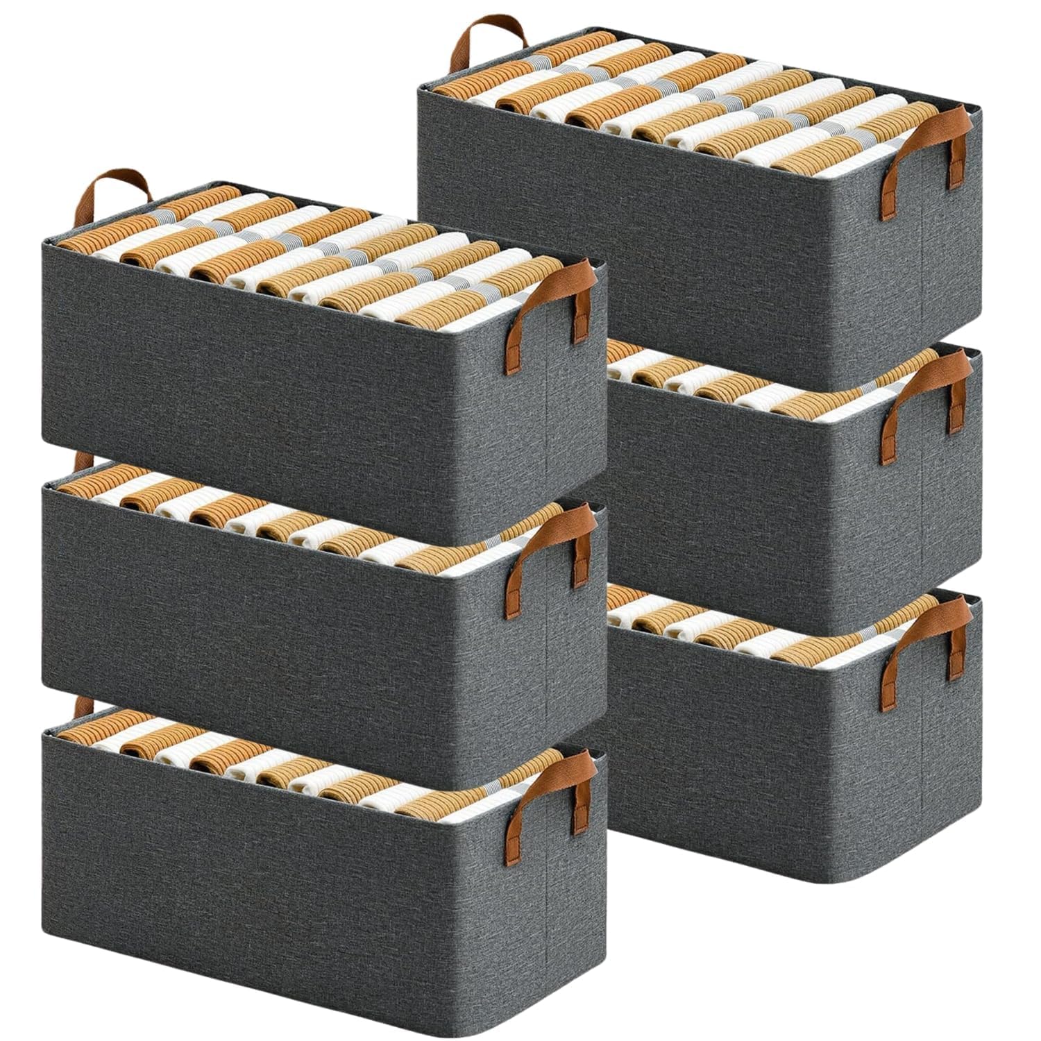 Votvy 26 Litre Foldable Wardrobe Storage Box With Steel Frame, Large Clothes Organiser For Saree, Shirt, Blanket Pack Of 6