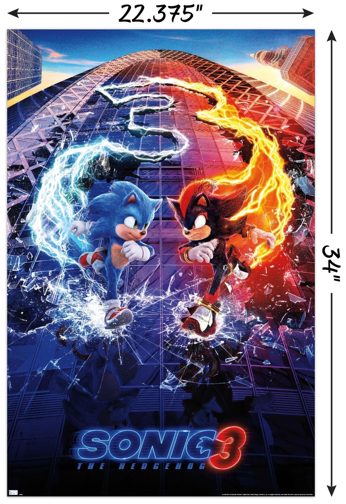Trends International Sonic The Hedgehog 3 - One Sheet Wall Poster, 34L X 22.4W, Unframed Version