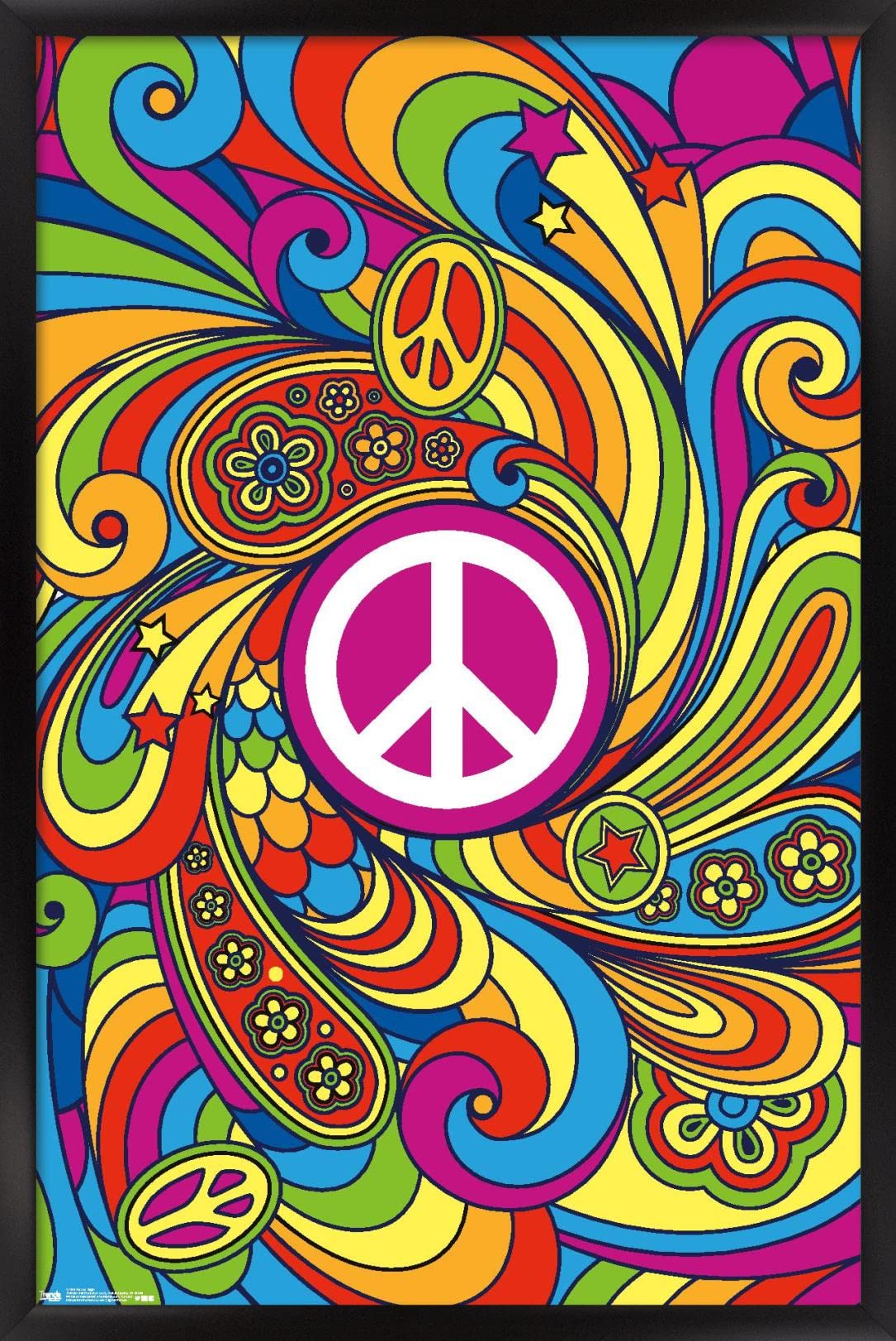 Trends International Peace Sign Wall Poster, 14.725'' X 22.375'', Black Framed Version