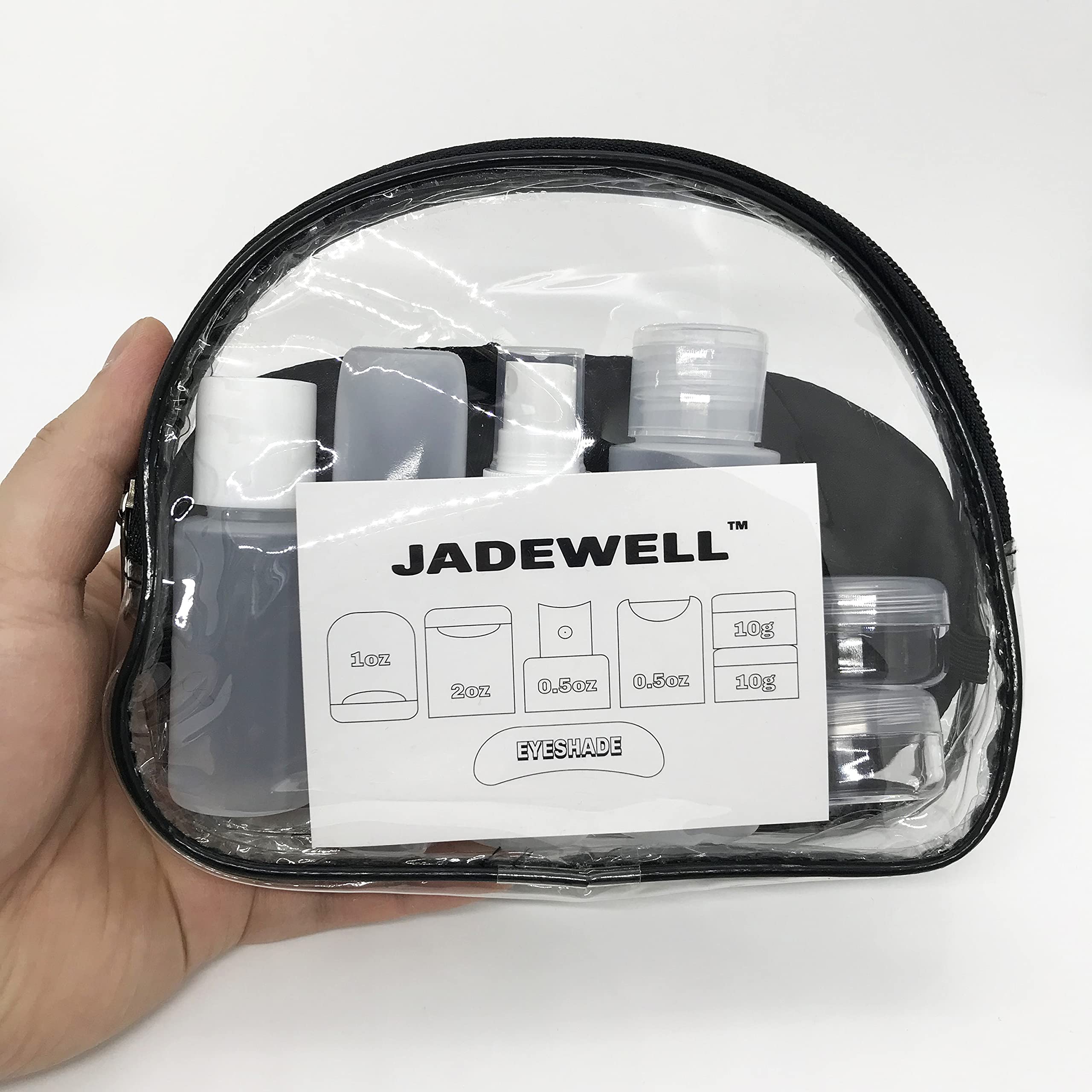 Jadewell 4 Pack Travel Bottles Set With Zipper Bag And Eyeshade Tsa Approved Containers For Toiletries Shampoo Conditioner Lotio