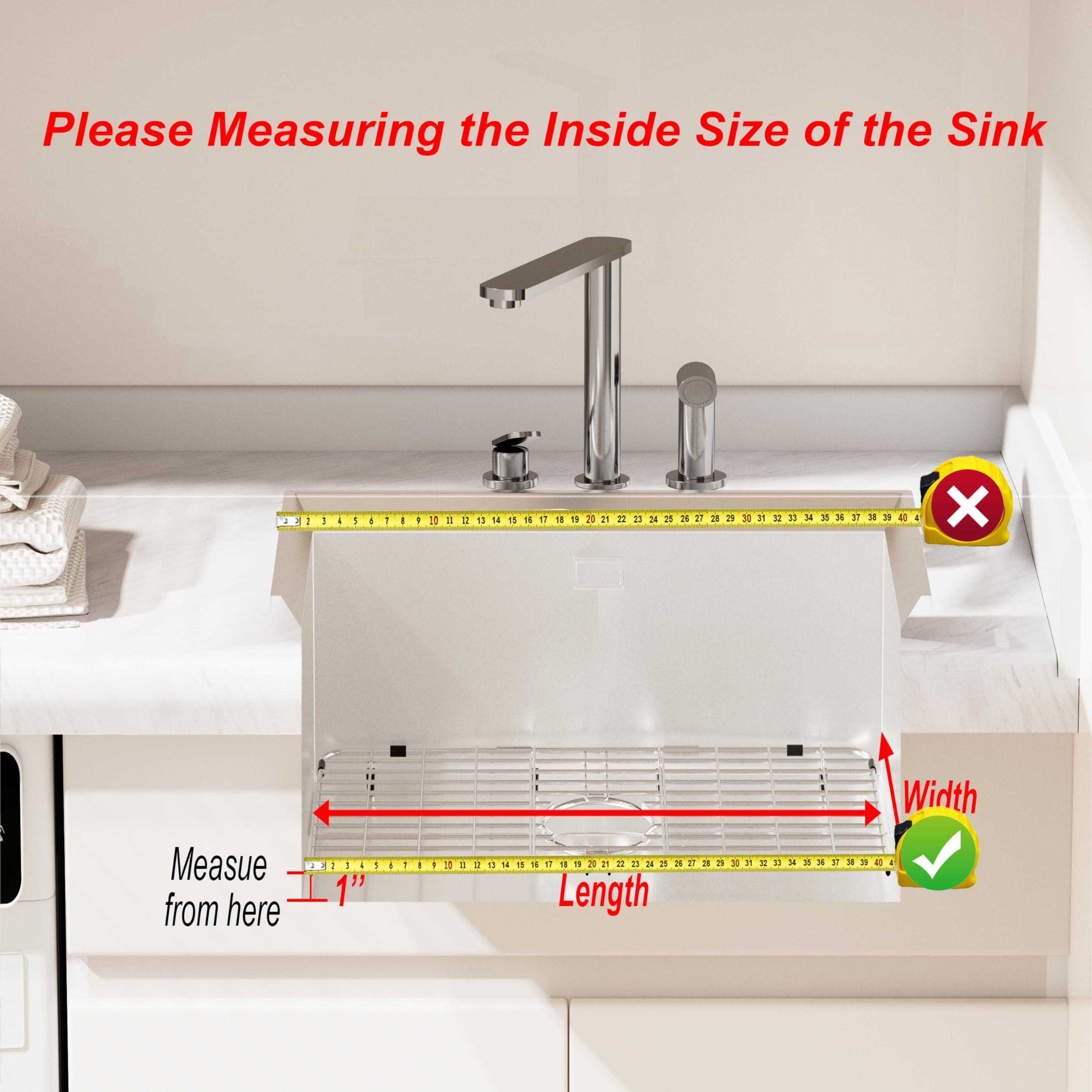 Ipegtop Sink Bottom Grid, Stainless Steel Sink Protector 27-9/16'' X 14-9/16'' Rear Drain Hole With Corner Radius, Sink Grate Si