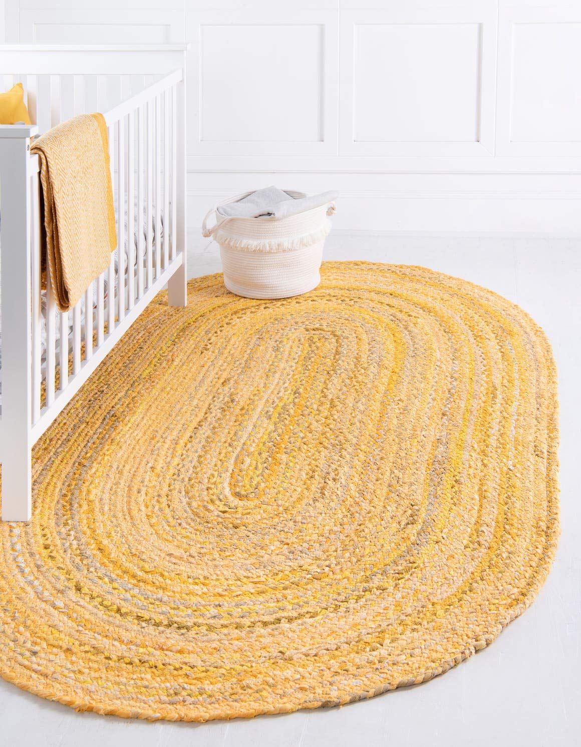 Unique Loom Braided Chindi Collection Area Rug - Layer (3 3 x 5 1 Oval, Yellow Orange/ Olive)