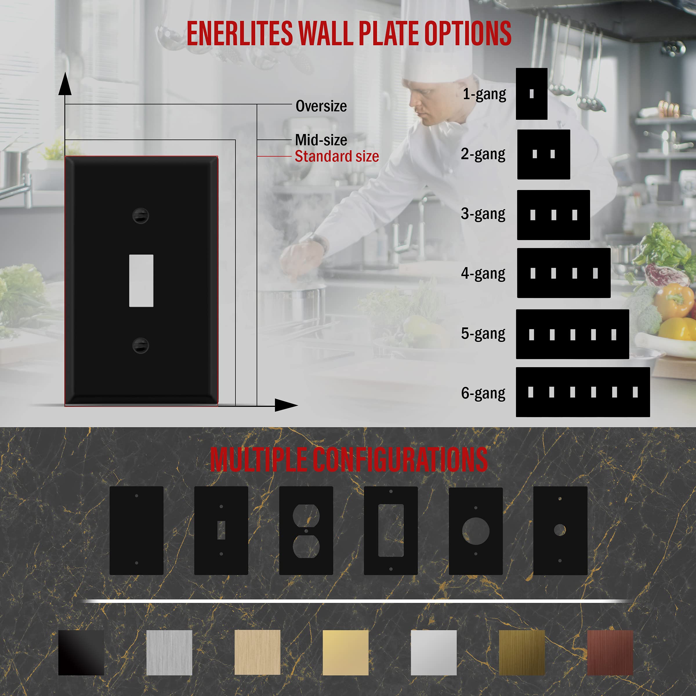 Enerlites Toggle Light Switch Metal Cover Plate, Wall Plate, Corrosion Resistant, Standard Size 1-Gang 450 X 276, Powder Coated