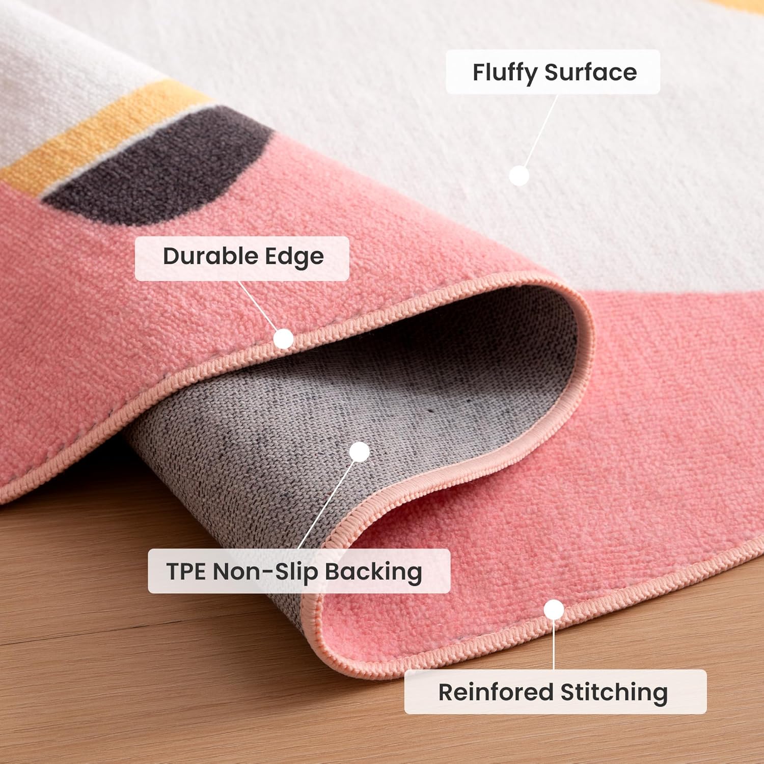 Machine Washable Non Slip Kids Rugs for Living Room & Bedroom - Pink Unicorn