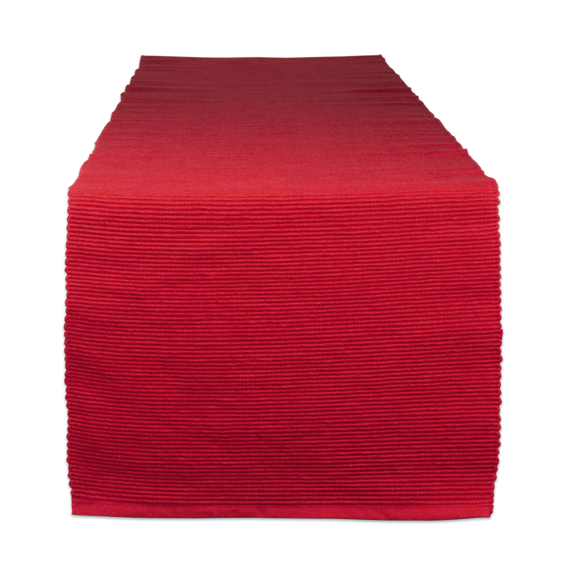 Dii Basic Everyday Ribbed Tabletop 100% Cotton, Table Runner, 13X72, Tango Red