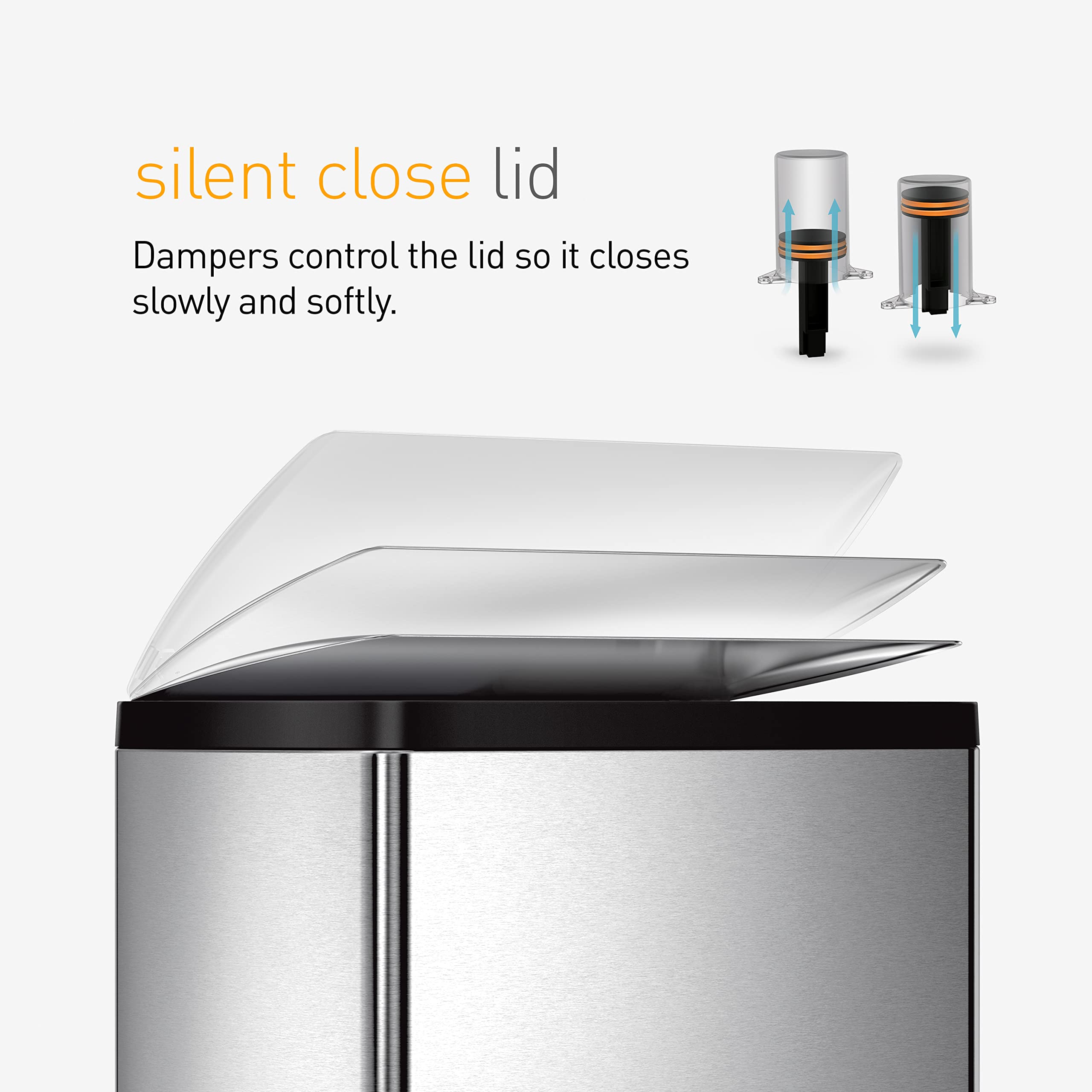 simplehuman 30 Liter / 7.9 Gallon Rectangular Step Trash Can, Brushed Stainless Steel
