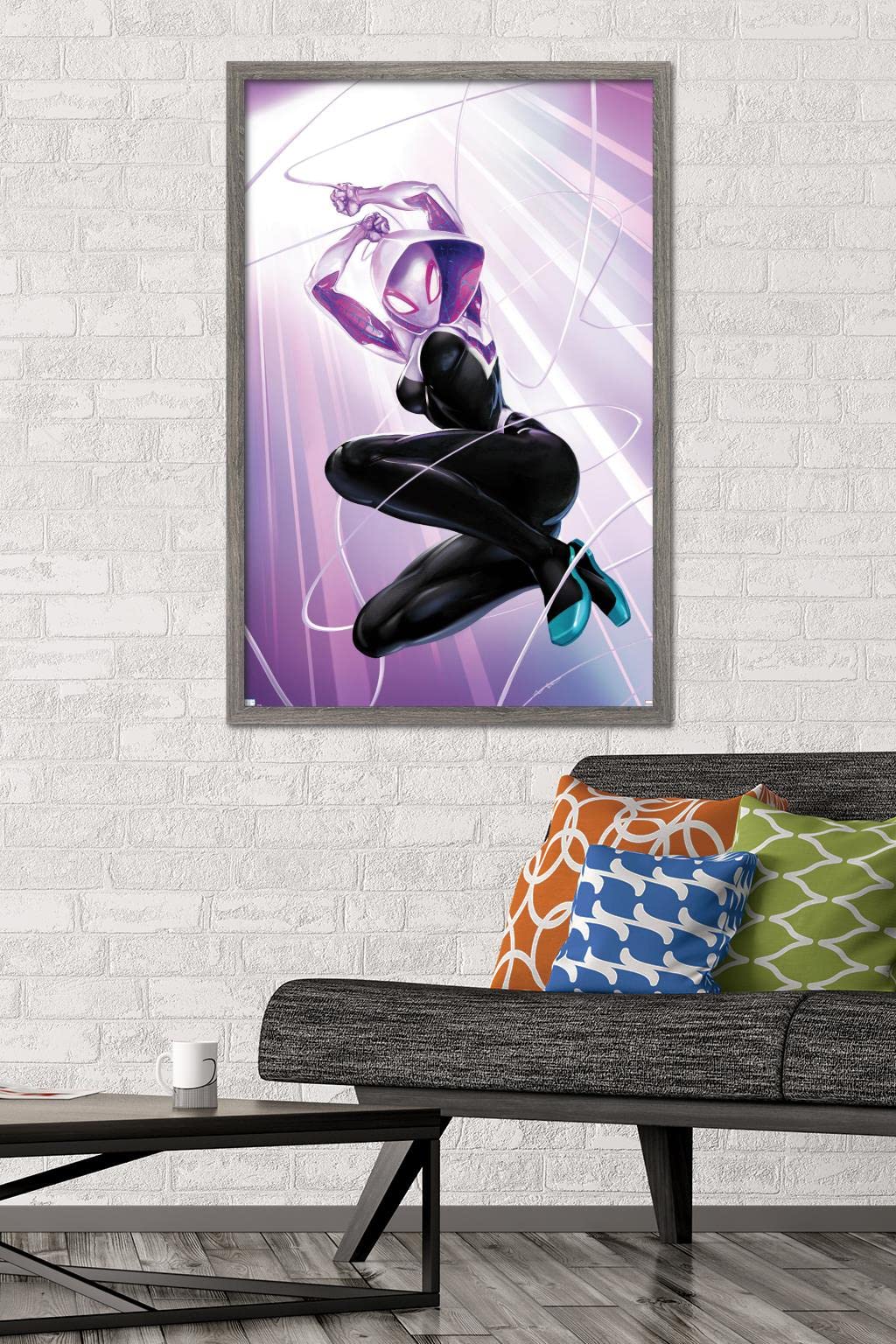Trends International Marvel Comics - Ghost Spider - Ghost Spider #1 Wall Poster, 22.37'' X 34.00'', Barnwood Framed Version