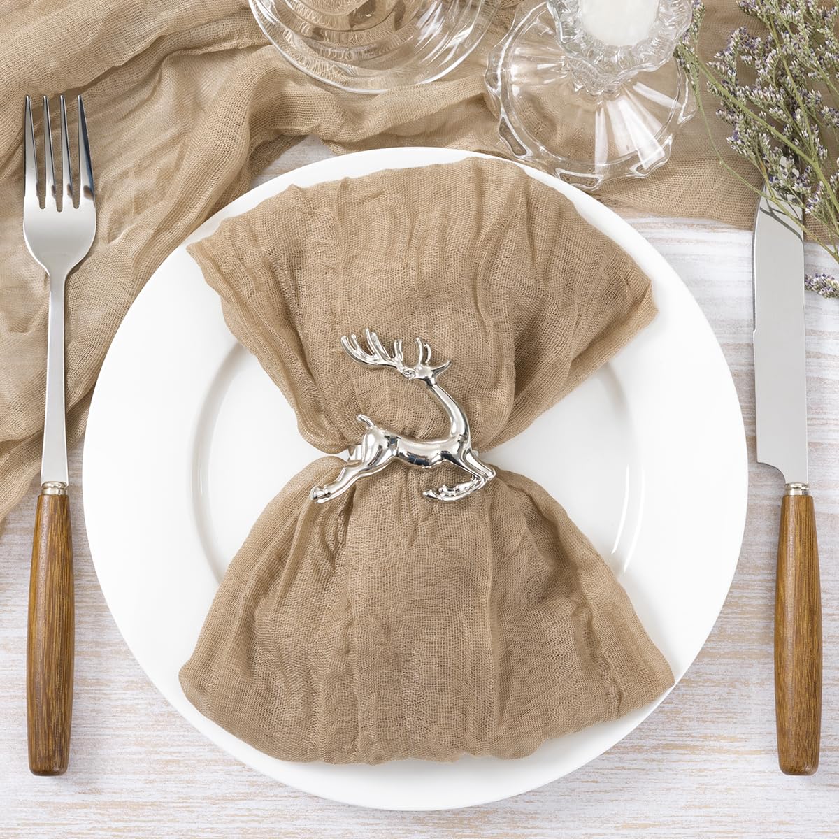 Socomi Coffee Cheesecloth Napkins Easter Spring Napkins Set Of 10 Boho Washable Dinner Table Napkins For Wedding Party Baby Show