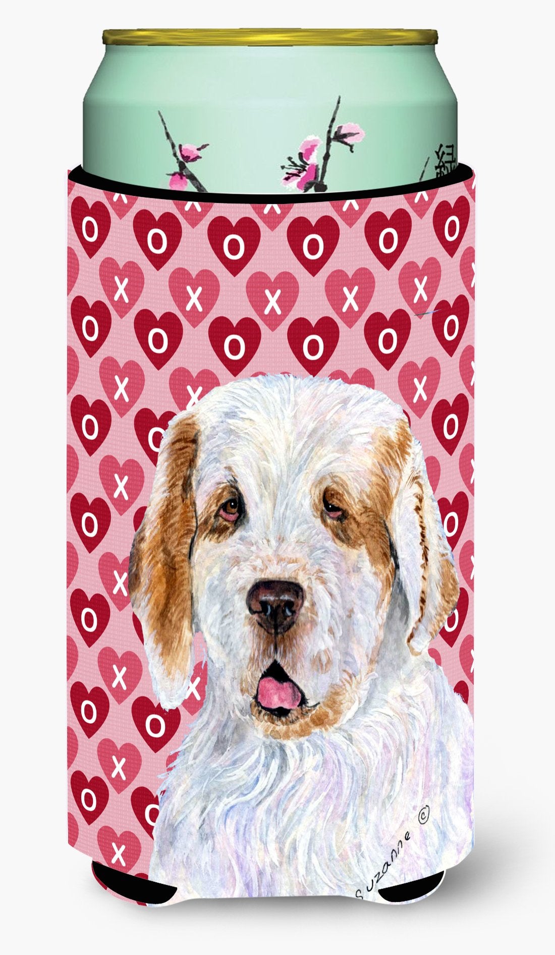 Caroline'S Treasures Ss4500Tbc Clumber Spaniel Hearts Love And Valentine'S Day Portrait Tall Boy Hugger Can Cooler Sleeve Hugger