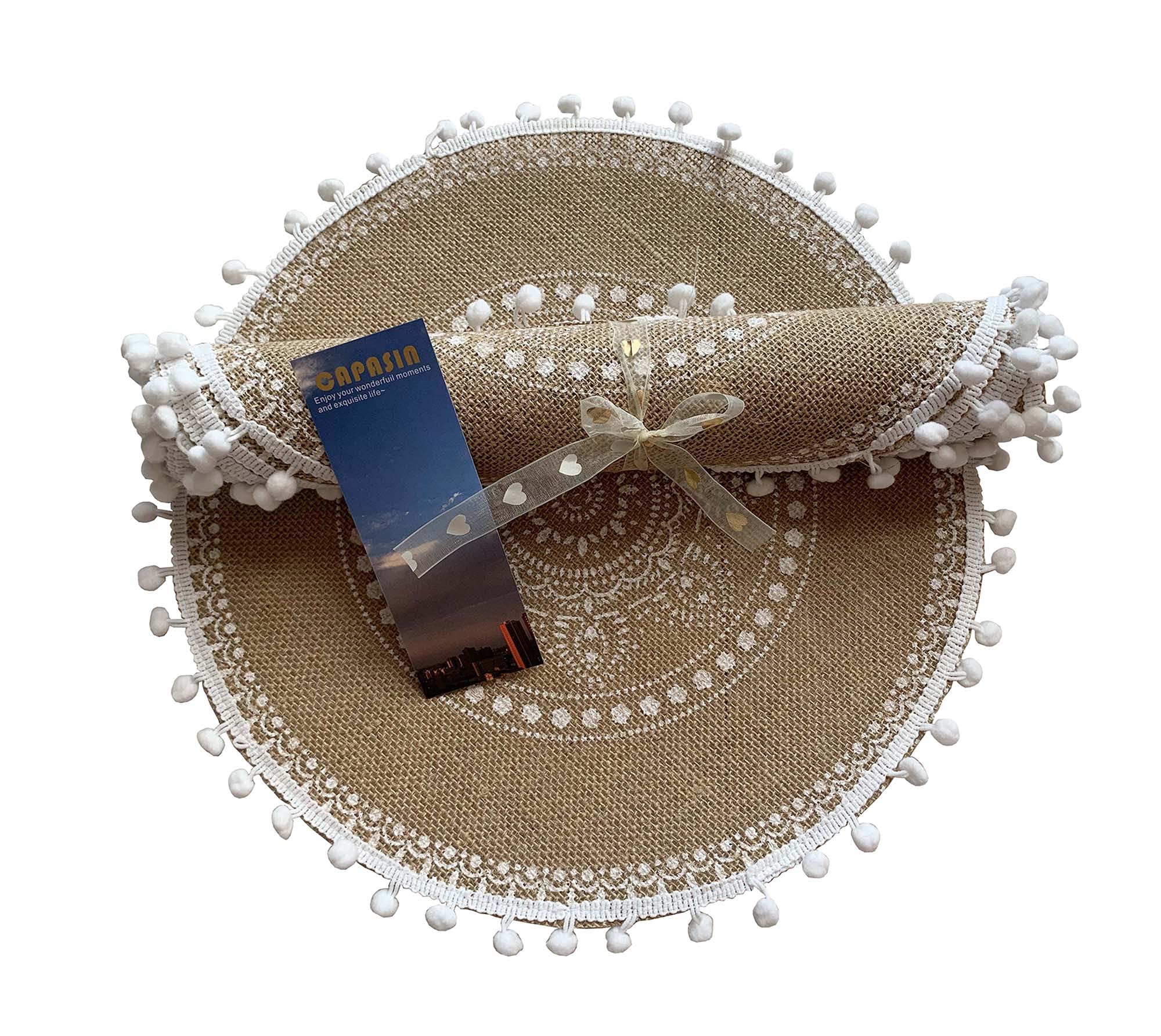 Capasin Round Placemats Set Of 4, Dining Winter Modern Dinner Braided Beige Boho Round Table And Fall Circle Placemats Boho Runn