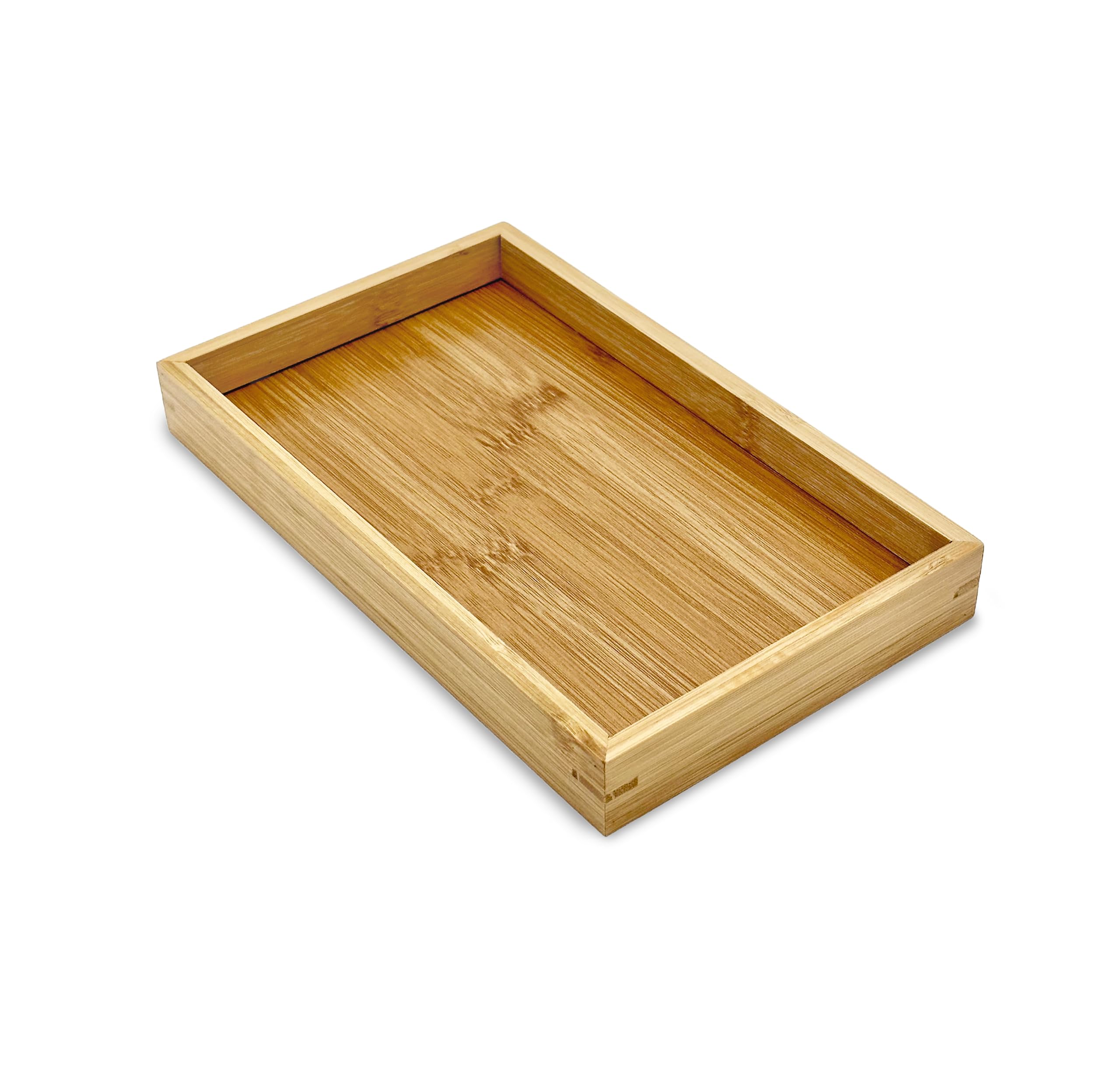 Bam & Boo (1-Pack) Natural Bamboo Rectangle Serving & Vanity Tray - For Kitchen, Bathroom, Countertop, Coffee Table (9.8'' X 5.9